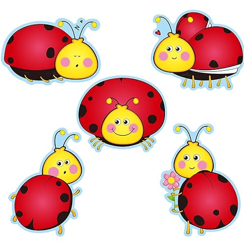 45 Pieces Colorful Ladybugs Cut-Outs, Ladybugs Accents Paper Cutouts Name