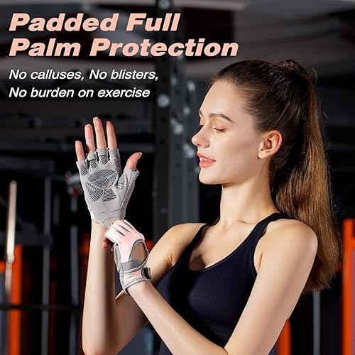 Miniatura 5 de Workout Gloves for Women Men, Lightweight Weight Lifting Glove Breathable Fingerless Gym Gloves, Exercise, Fitness, Training, Cycling