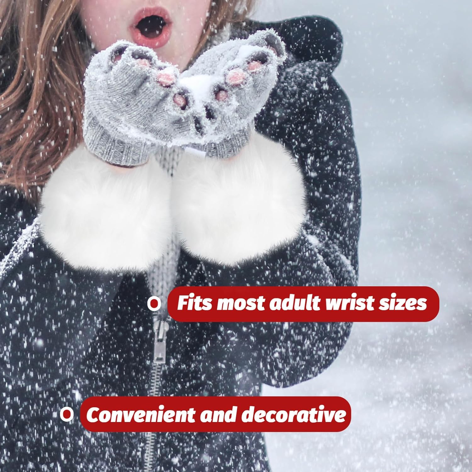 Ipetboom Hand Warmer Ring Plush Oversleeve for Women Cold Weather Gloves Arm Sleeves for Fashion Warm Cuff Cover Decorative Wrist Covers