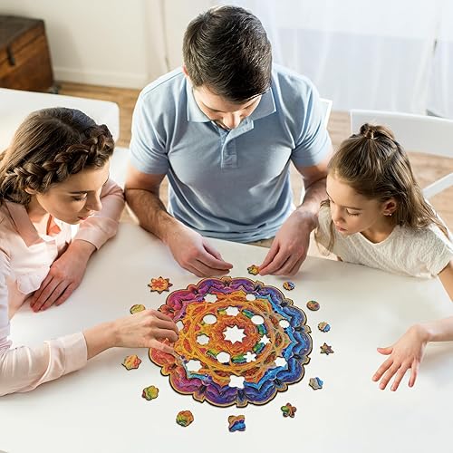 Miniatura 6 de KAAYEE Rompecabezas de madera para adulto, rompecabezas circular de tamaño L, rompecabezas de madera redondos para adultos, rompecabezas de madera