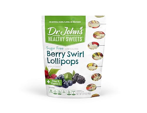 Dr. John's - Caramelos sin azúcar, paletas saludables con cero azúcar, aperitivos bajos en calorías, dulces duros aptos para Keto, remolino de