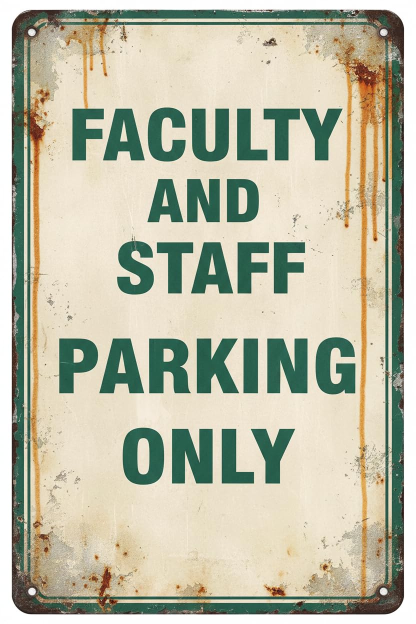 Faculty And Staff Parking Tin Sign, 8x12 Inch