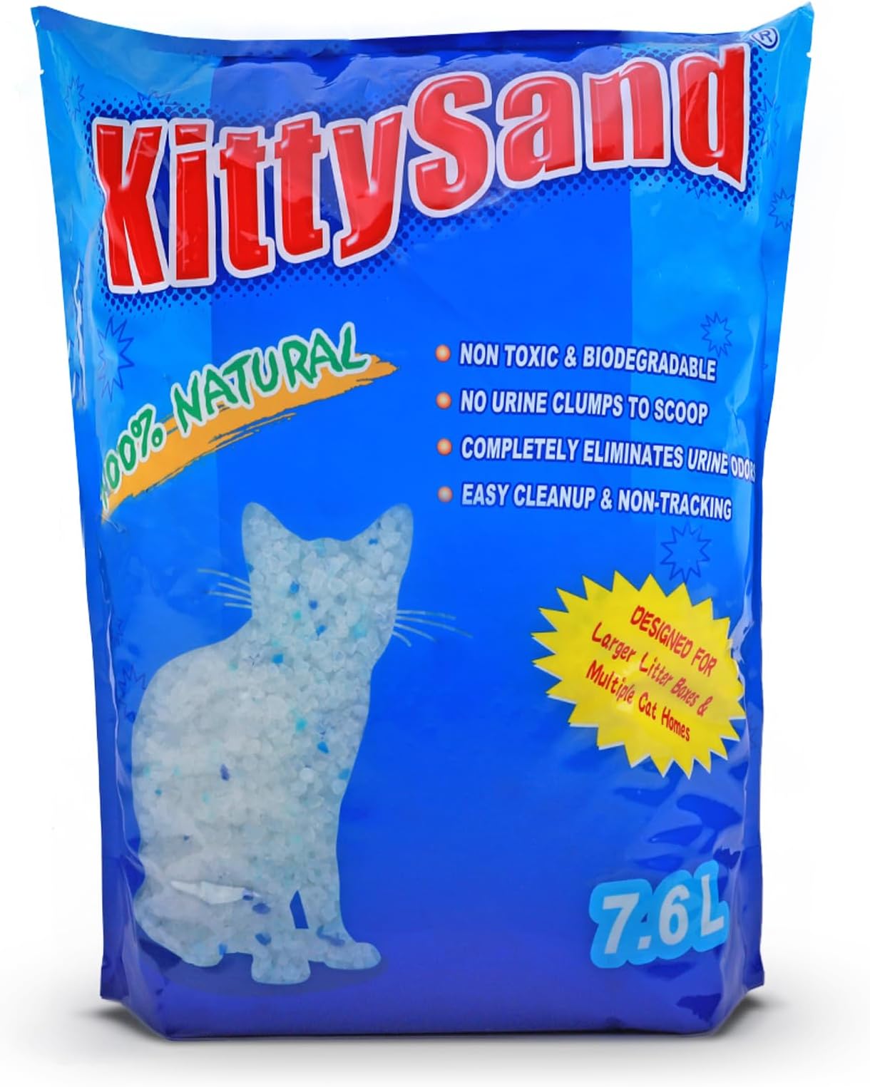 100% Natural Silica Crystal Premium Quality, Odor Control, Low Dust Cat Litter 7.6L