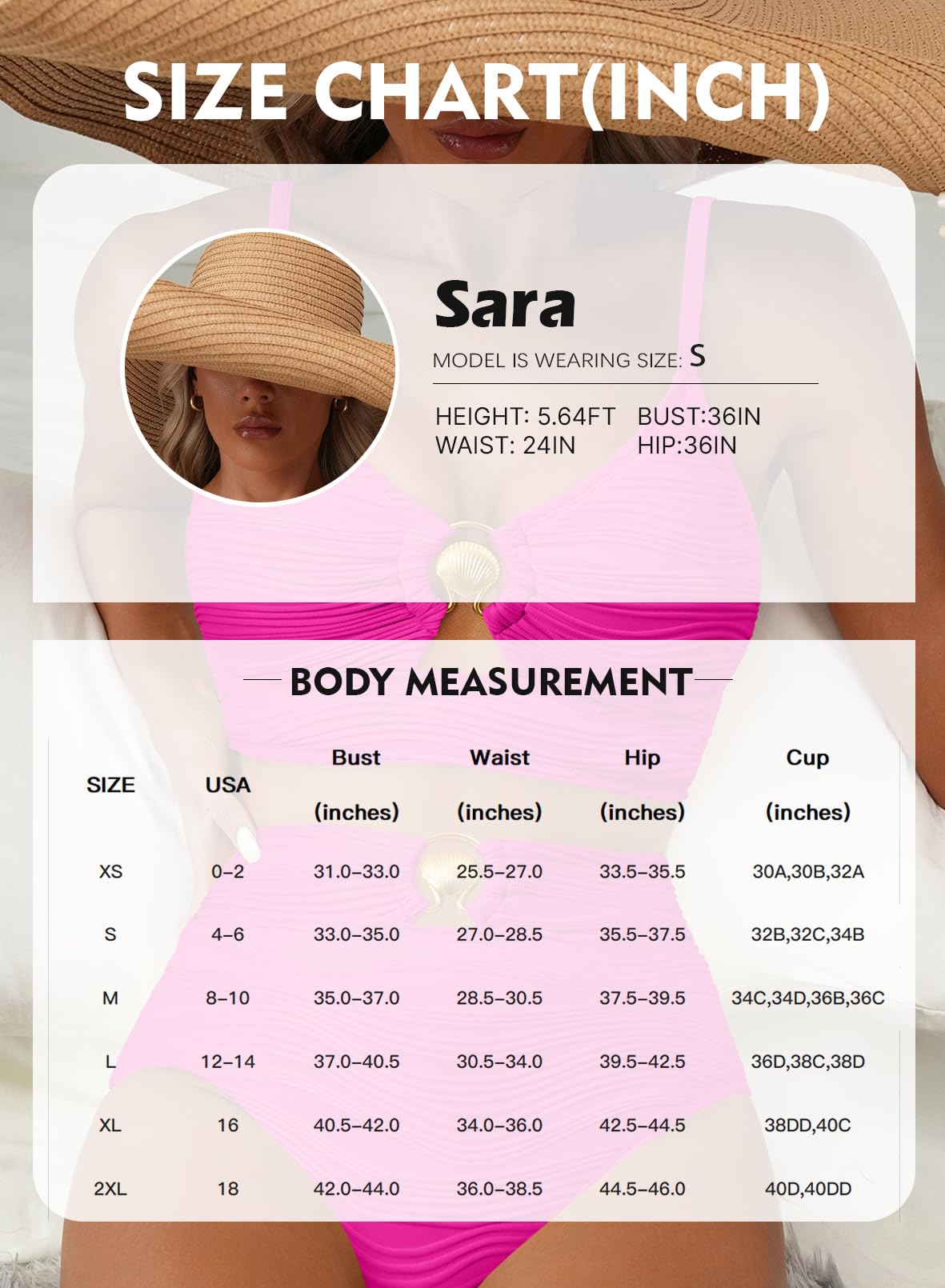 Herseas Conjunto de bikini de 2 piezas más vendido, traje de baño con anillo de metal, cintura alta, texturizado, trajes de baño de playa de verano 2025