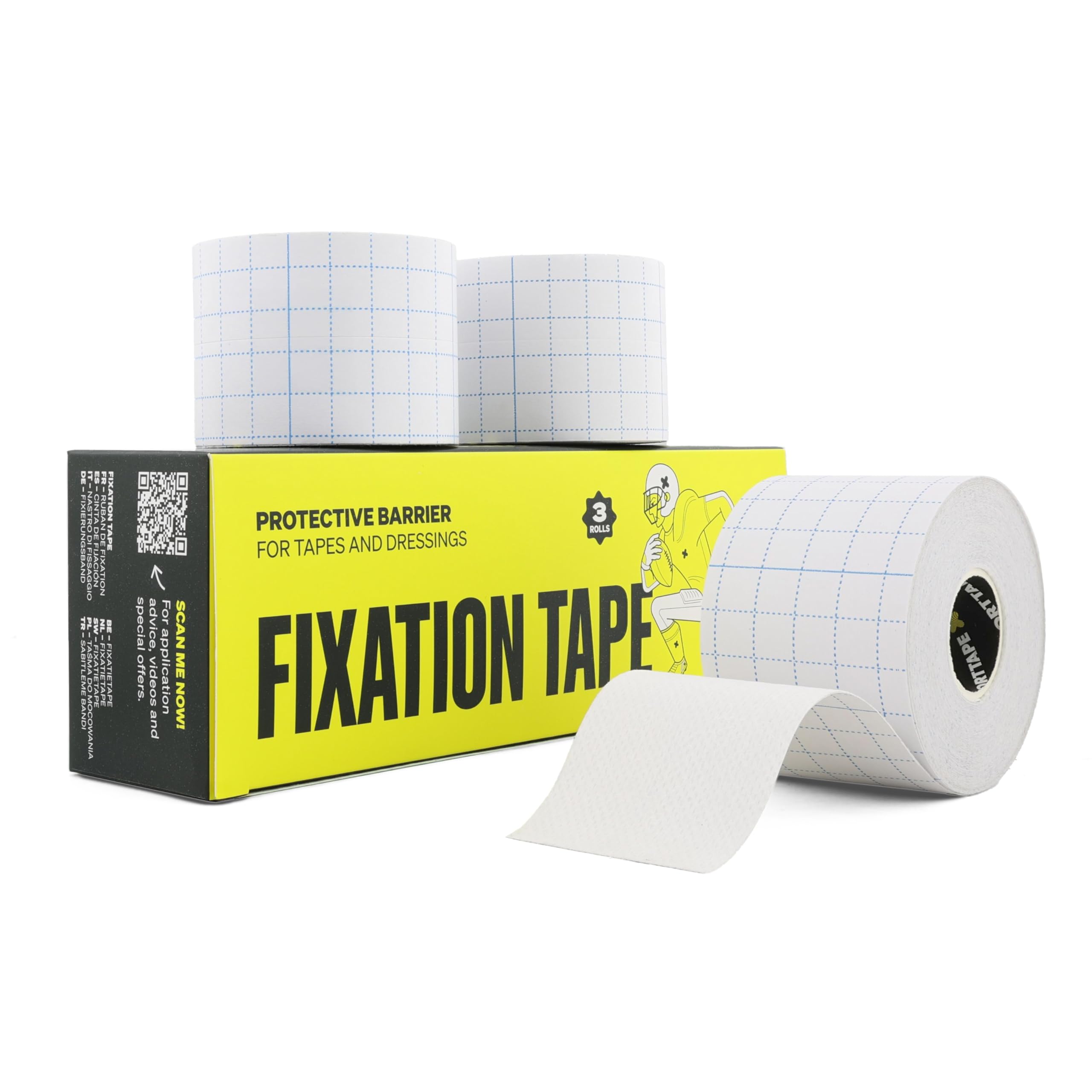 Fixation Tape - 3 Rolls - 5cm x 10m | Non-Woven Medical Adhesive Fabric for Dressings & Wound Protection | Strong Retention Tape for First Aid, Blisters, Skin, Feet, Shoulder, Henna