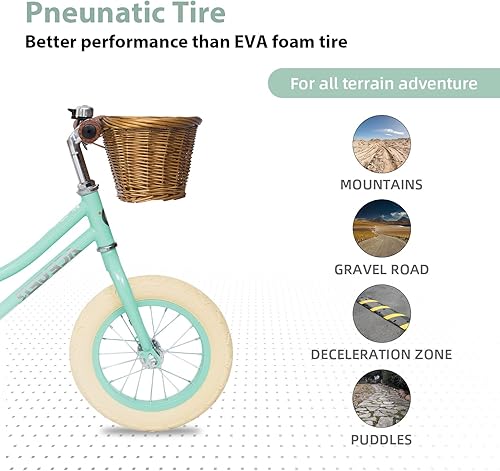 Miniatura 5 de ACEGER Bicicleta de equilibrio para niños de 12 pulgadas con canasta, sin pedales, para aprendizaje temprano, fuerza de piernas y equilibrio