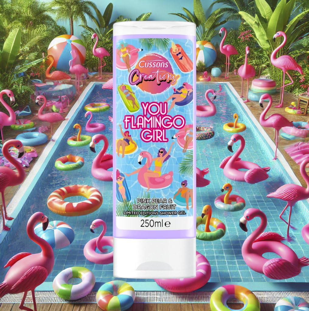 Cussons Creations Shower Gel, You Flamingo Girl Body Wash 250ml, Multipack of 6 x 250ml, Turquoise, 1.5 l (Pack of 1) - Image 2