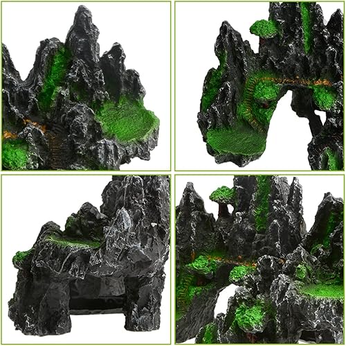 Miniatura 5 de Saim Decoraciones grandes de acuario, vista de montaña, adorno para casa, puente de cueva, tanque de peces, modelo de paisaje acuático para peces