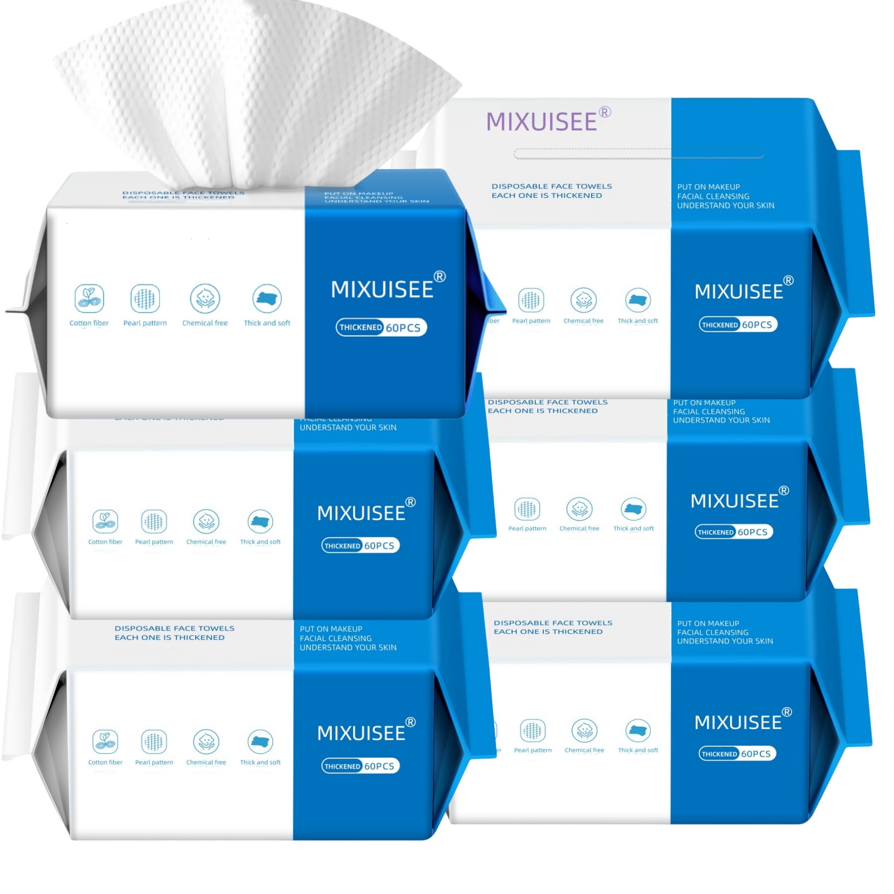 Disposable face towel,MIXUISEE thick and soft face towels,100% cotton face towels,super thick 130%. Suitable for makeup removal and cleansing and applicable to sensitive skin. (360 pieces)