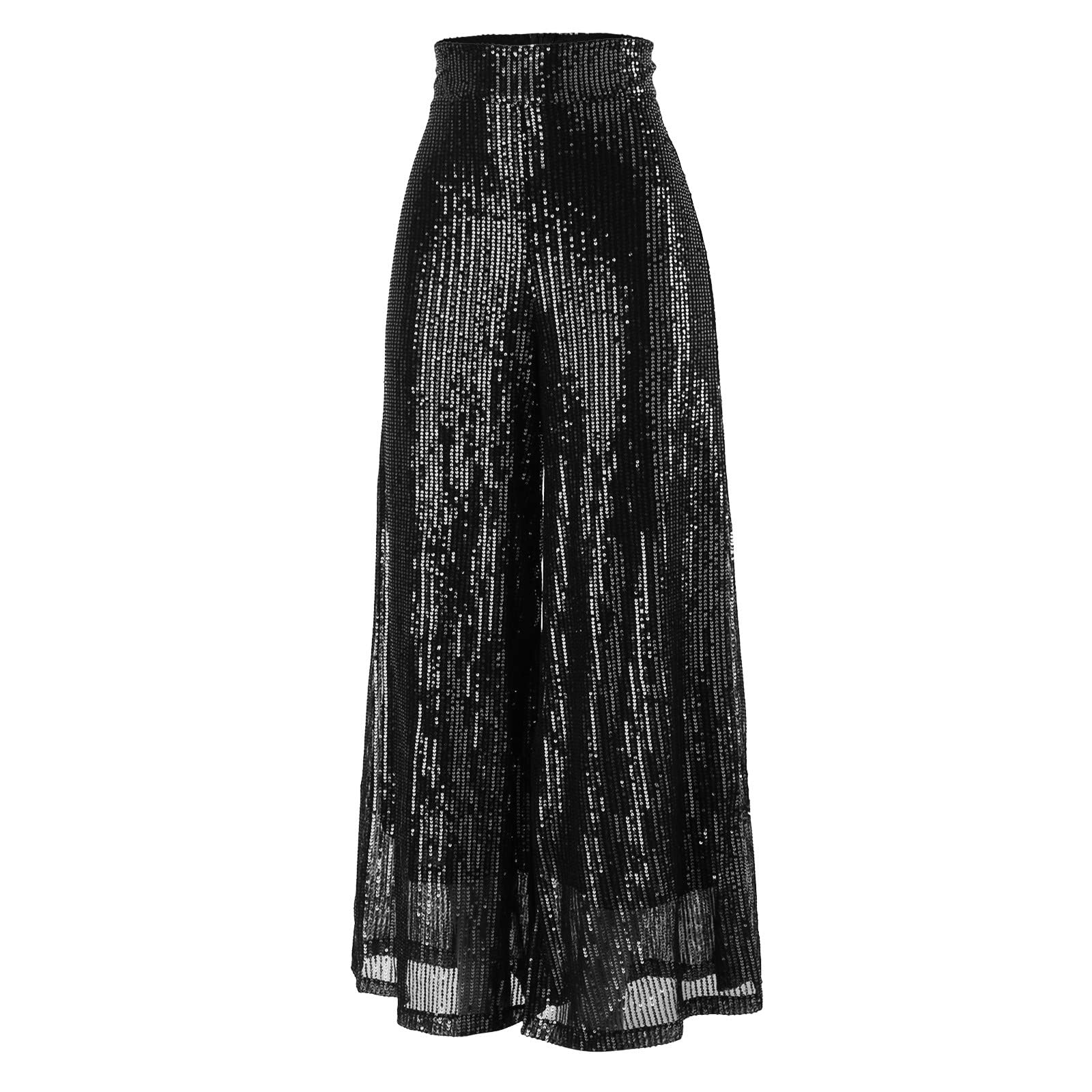 Generico Pantaloni Eleganti Donna Giacca Paillettes Zampa vestibilità Comoda Completo Gamba Elegante Glitterati Culotte Elasticizzati Pantalone Extra Lunghi A Vita Alta