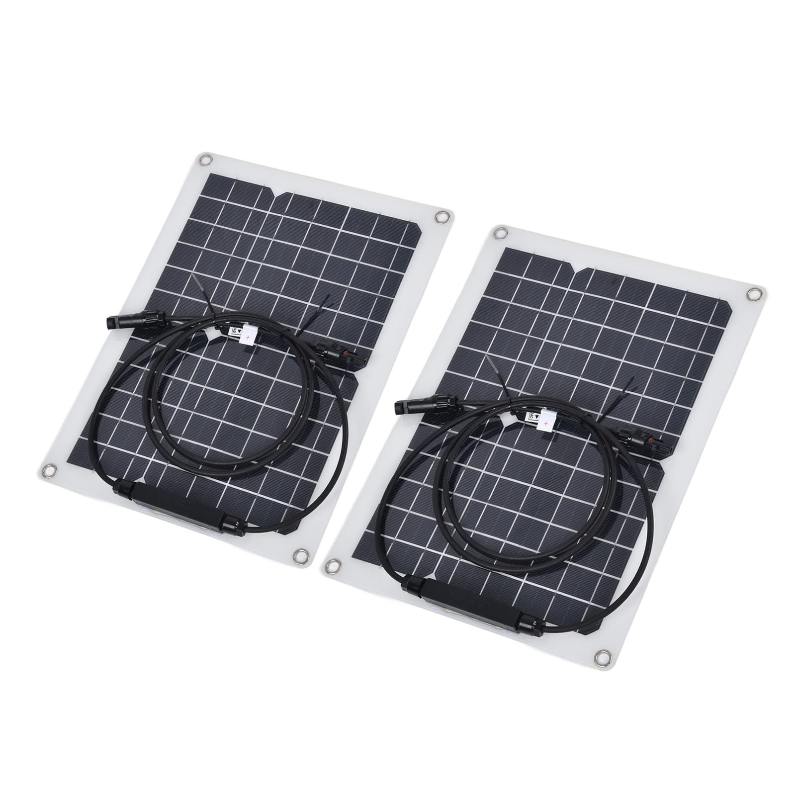 2 szt. Monokrystaliczne Panele Słoneczne o Mocy 15 W, Przenośna Półelastyczna ładowarka do Paneli Słonecznych z Wyjściem 18 V do ładowania Akumulatora Samochodowego RV Boat Caravan