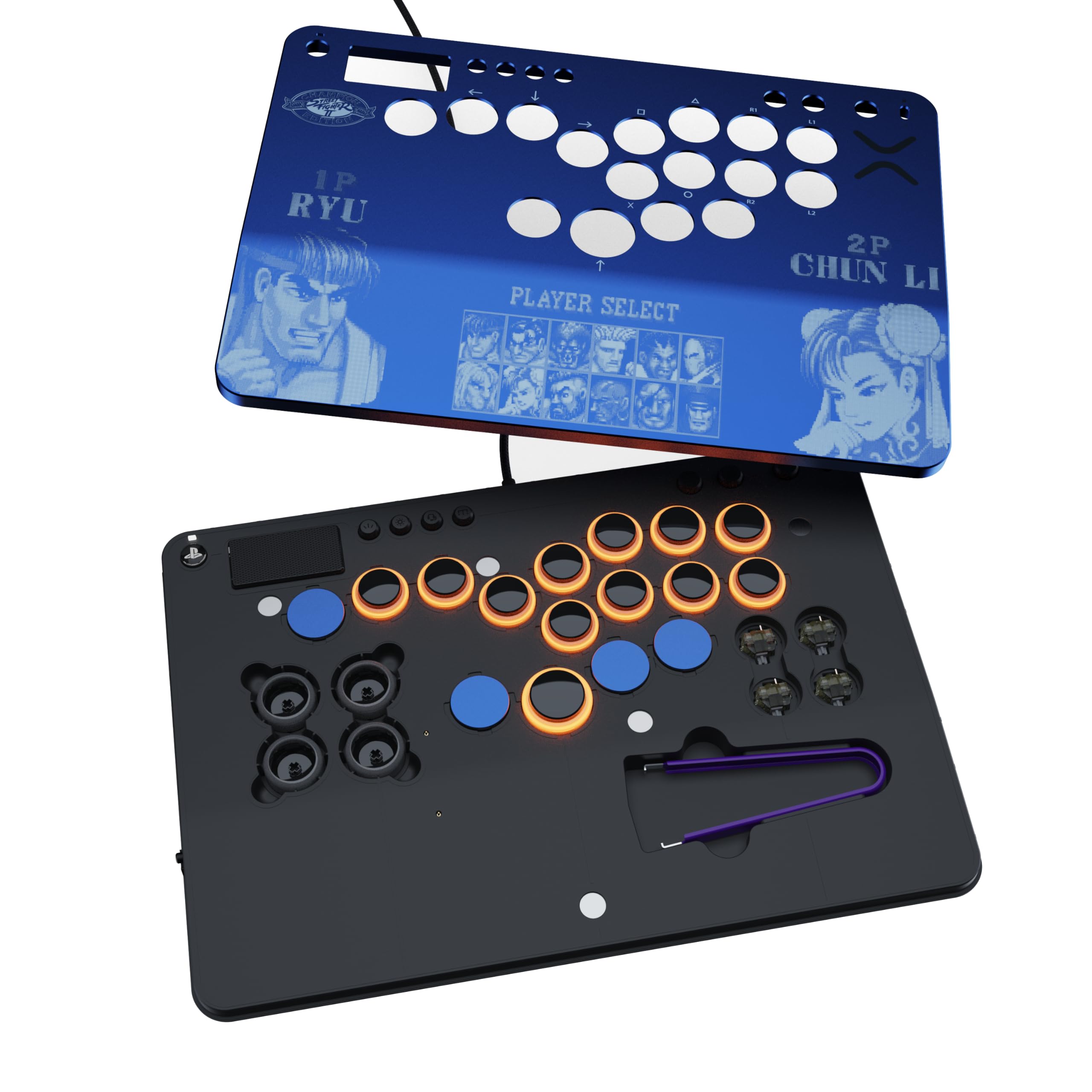 Victrix Pro KO Leverless Fight Stick - Street Fighter II: Champion Edition, con licenza ufficiale Capcom e PlayStation, compatibile con PS4, PS5 e PC, con switch RGB hot swappable, design ergonomico - 5