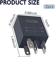 Vista 2 de 2 relés de 4 pines, 30A, 12V para automóvil - Relé de arranque resistente multiusos - Accesorios automotrices universales con diseño impermeable