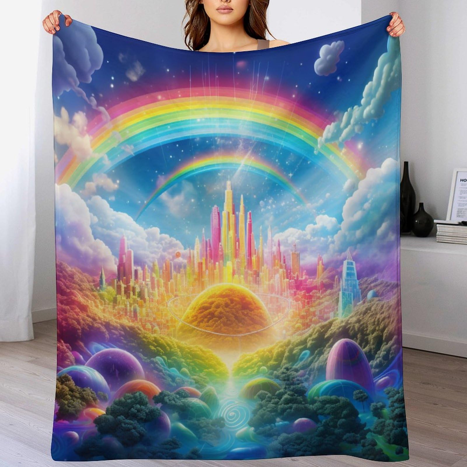 Flannel polaire Rainbow château contre le froid du canapé et lit