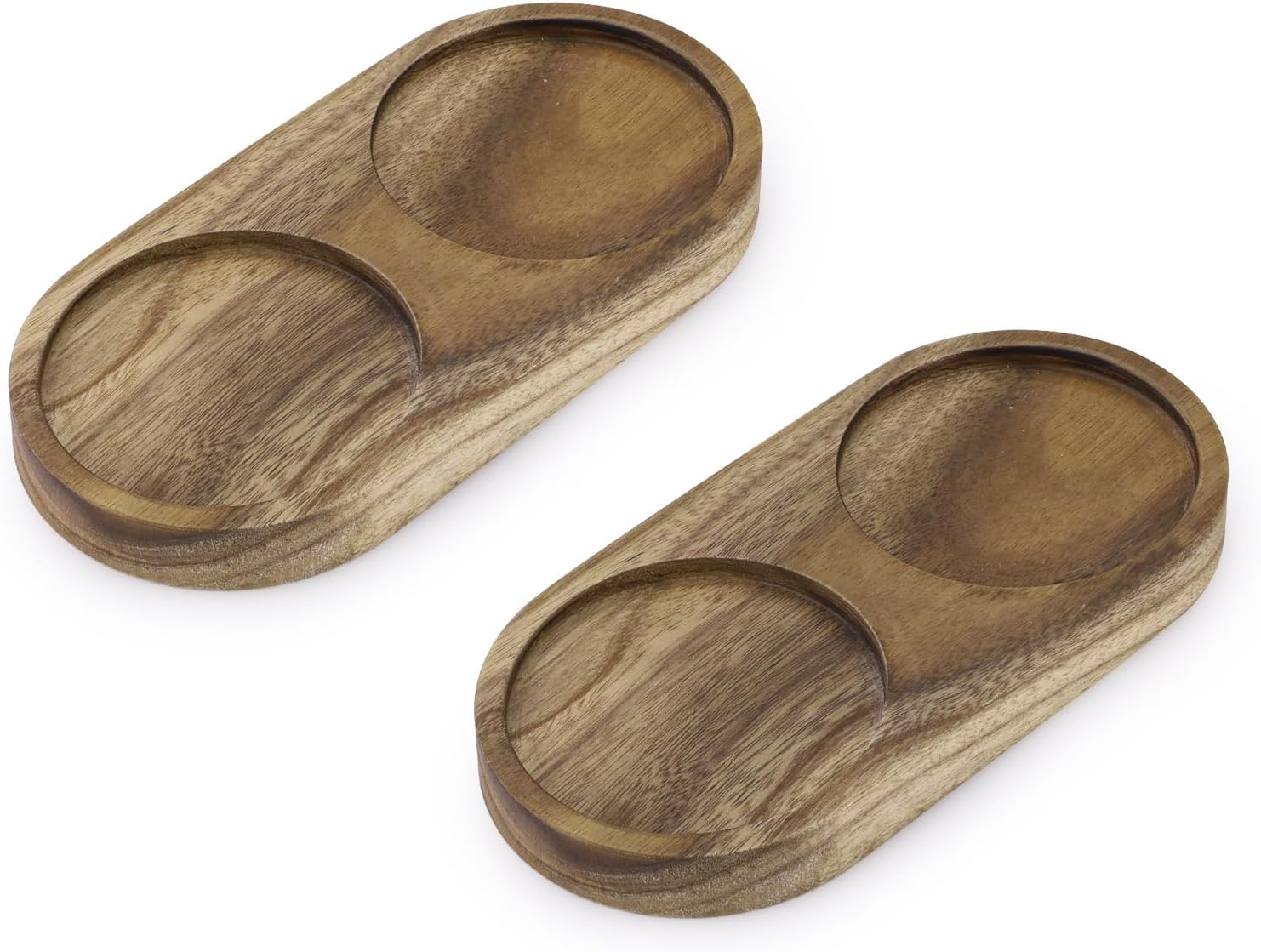 LELE LIFE 2 Pack Wood Salt and Pepper Mill Tray, 6.2cm/2.4in Inner Diameter, Wooden Salt and Pepper Grinder Holder Shaker Rest for Counter, Dining Table Protector