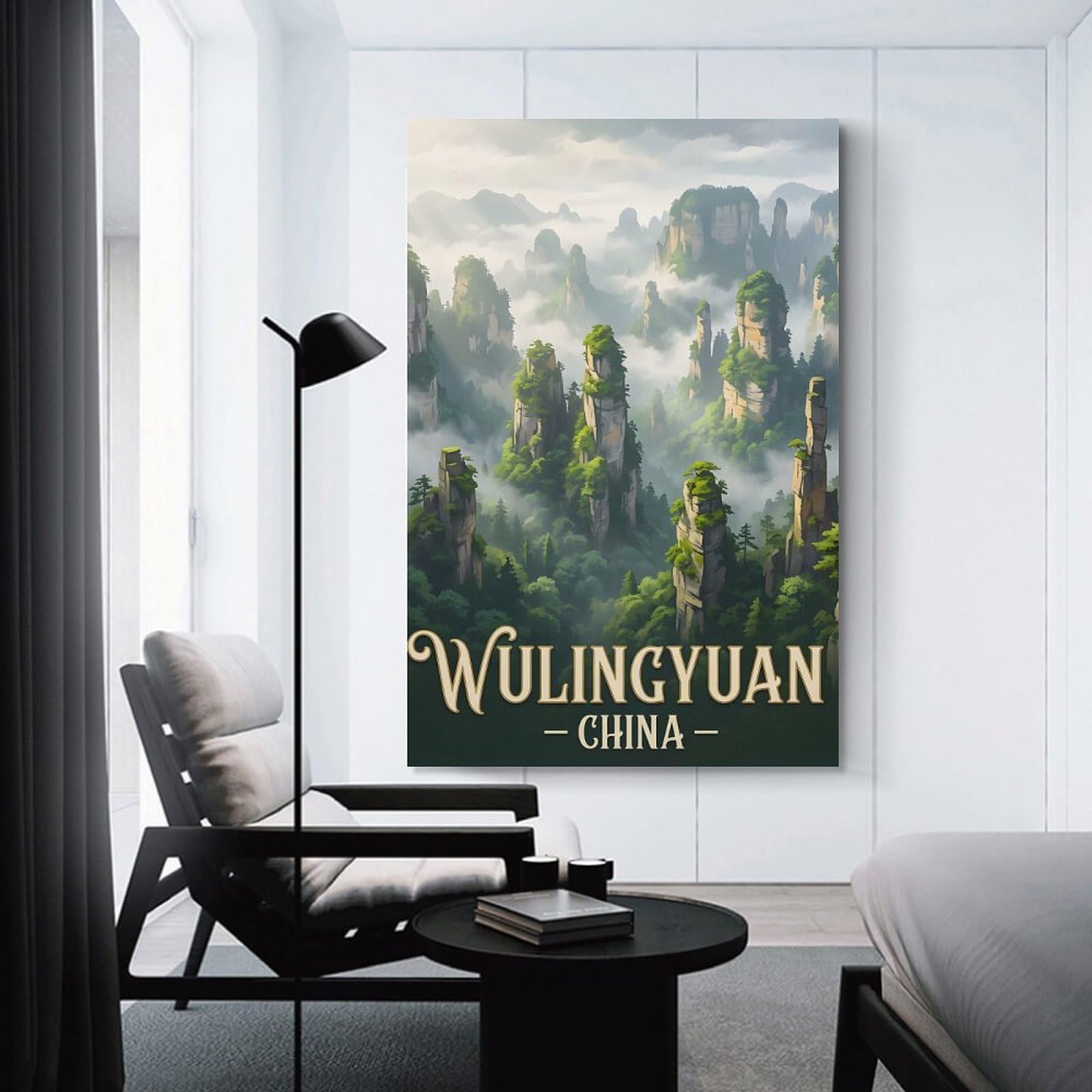 Junmoney Unframe-Style-19 Wulingyuan China Landscape Room Decor Wall Art, 20X30inch(50X75cm), For Feature Walls In Flats Or Modern Rooms, Wall Decor Suited To Curated Displays