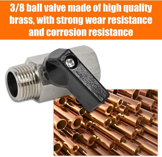 3/8 Brass Mini Ball Valve,Shut Off Switch Ball Valve 3/8 NPT Male x 3/8 NPT Female Thread Pipe Fitting (Pack of 3) 50120