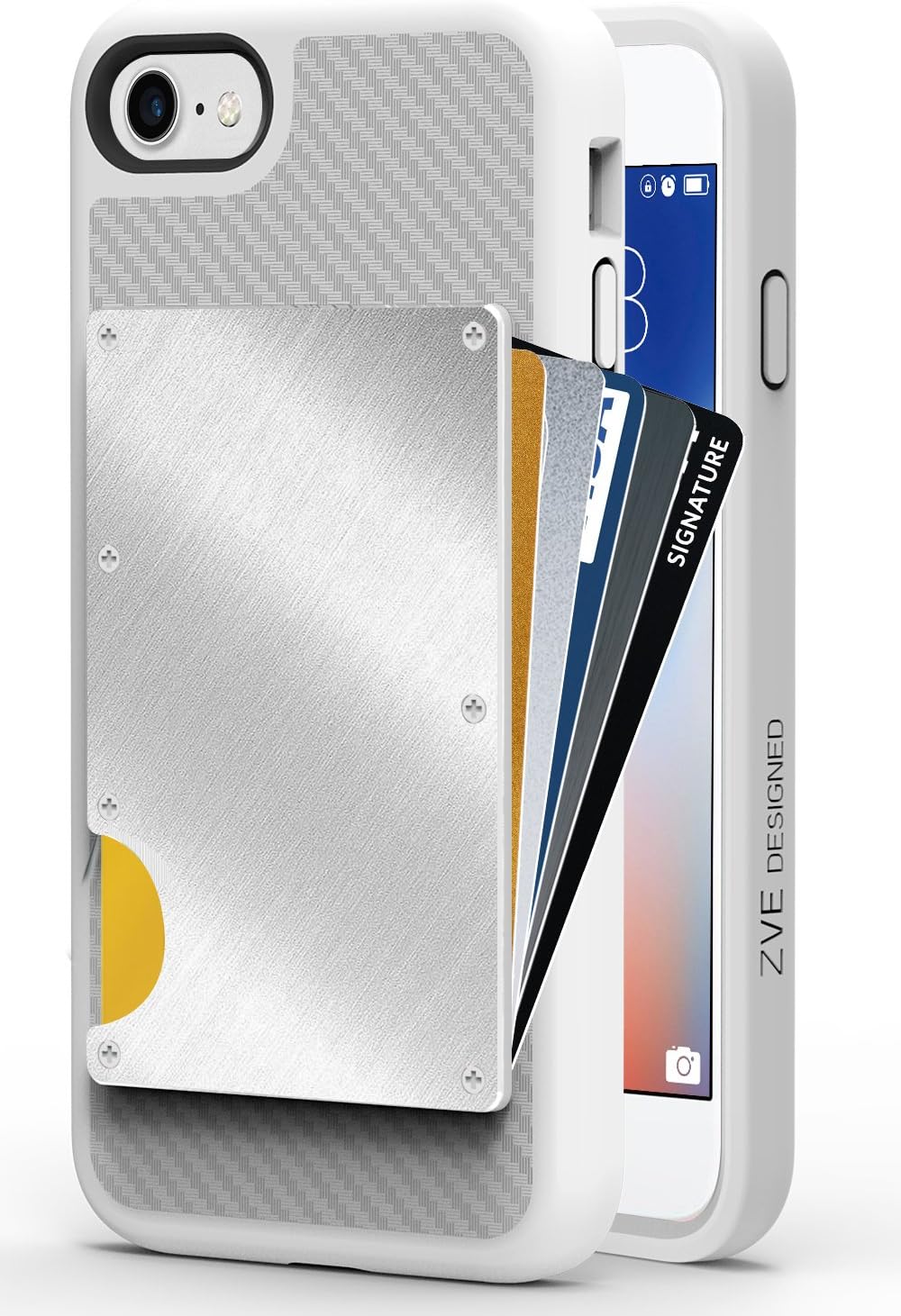 40% Off Discount iPhone SE 2020 Wallet Case, iPhone 7 Wallet Case, iPhone 8 Card Holder Case, ZVEdeng Aluminum Credit Card Holder Card Clip Shockproof Money Pocket Wallet Case for Apple iPhone SE(2020)7/8 4.7'' Silver