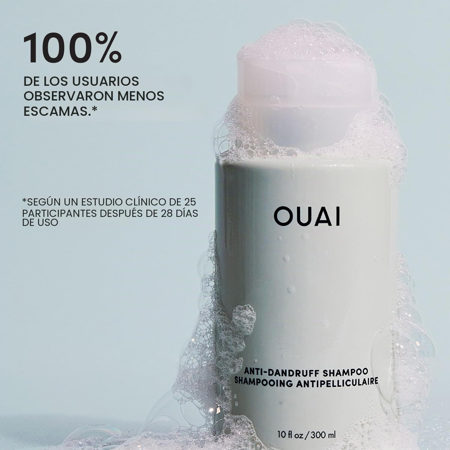 OUAI Champú anticaspa – Champú calmante con ácido salicílico para cuero cabelludo escamoso, seco y con picazón, reduce el picor, el enrojecimiento y la irritación, cuidado del cuero cabelludo sin