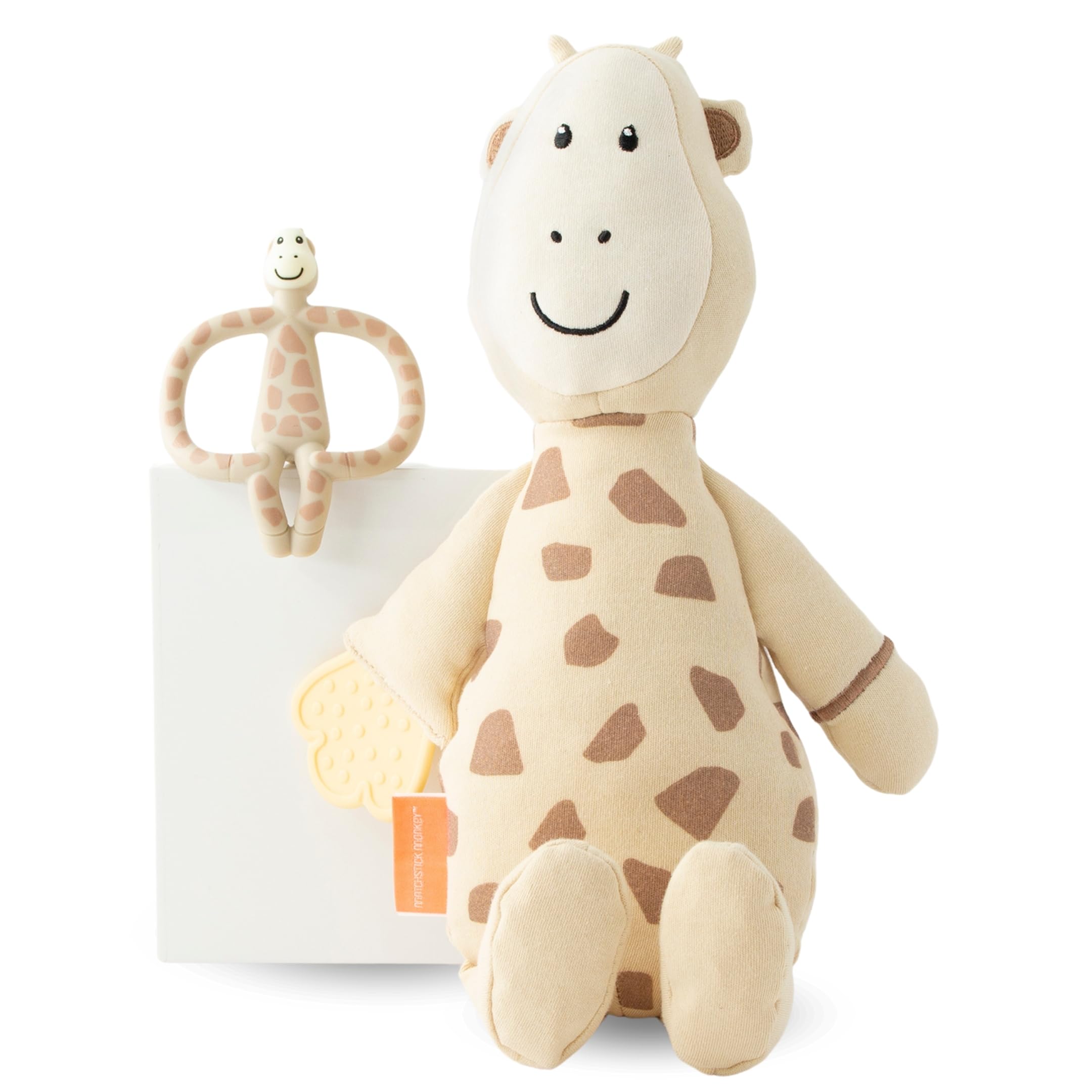 Matchstick Monkey Plush Toy Sensory Teething Teddy Gift Set, Soft Cotton, Filled with Sensory Beads, Antimicrobial Protection, 3 Months +, Giraffe