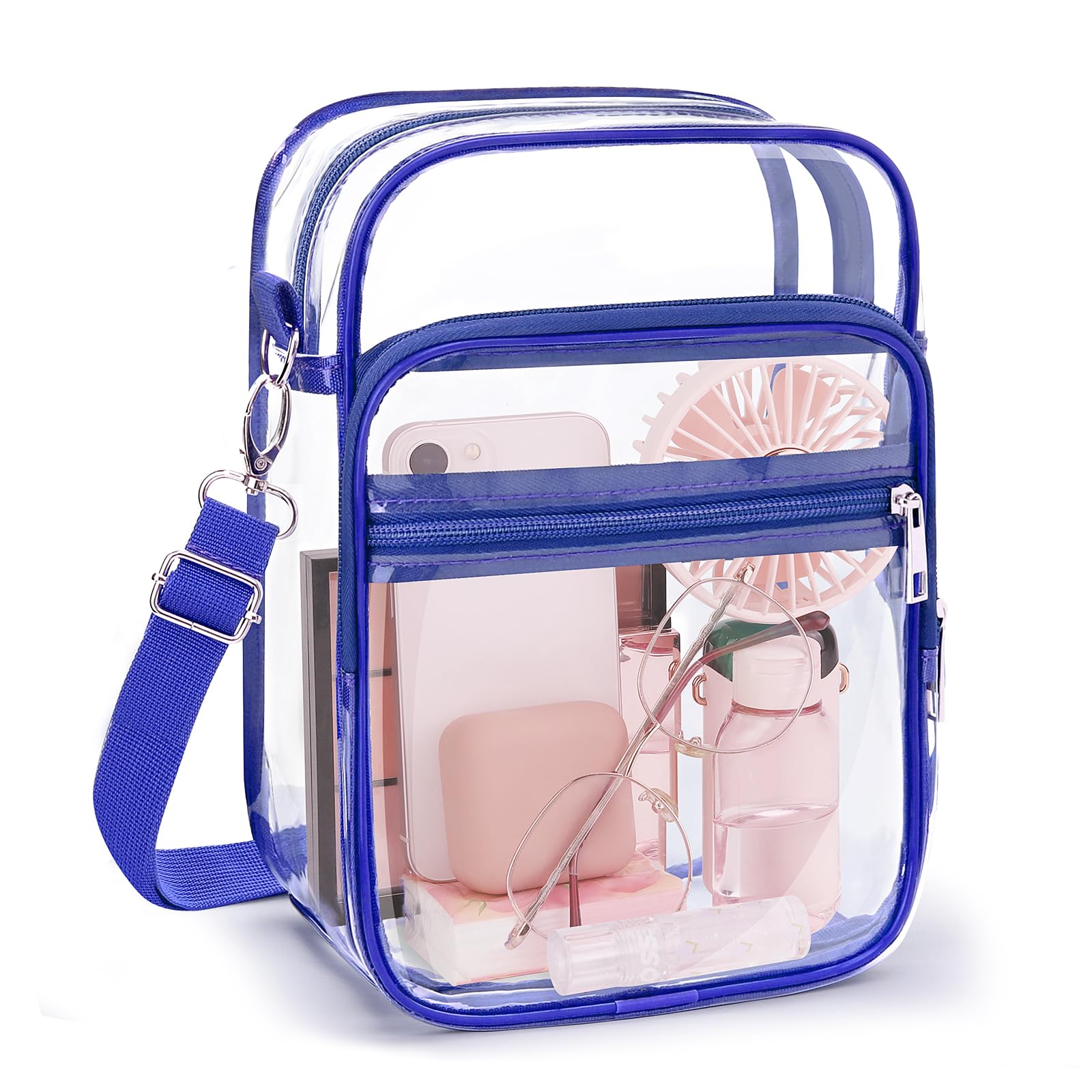 Blvornl Clear Crossbody Bag with Adjustable Shoulder Strap, Stadium Approved PVC Purse Bag, Messenger Bag