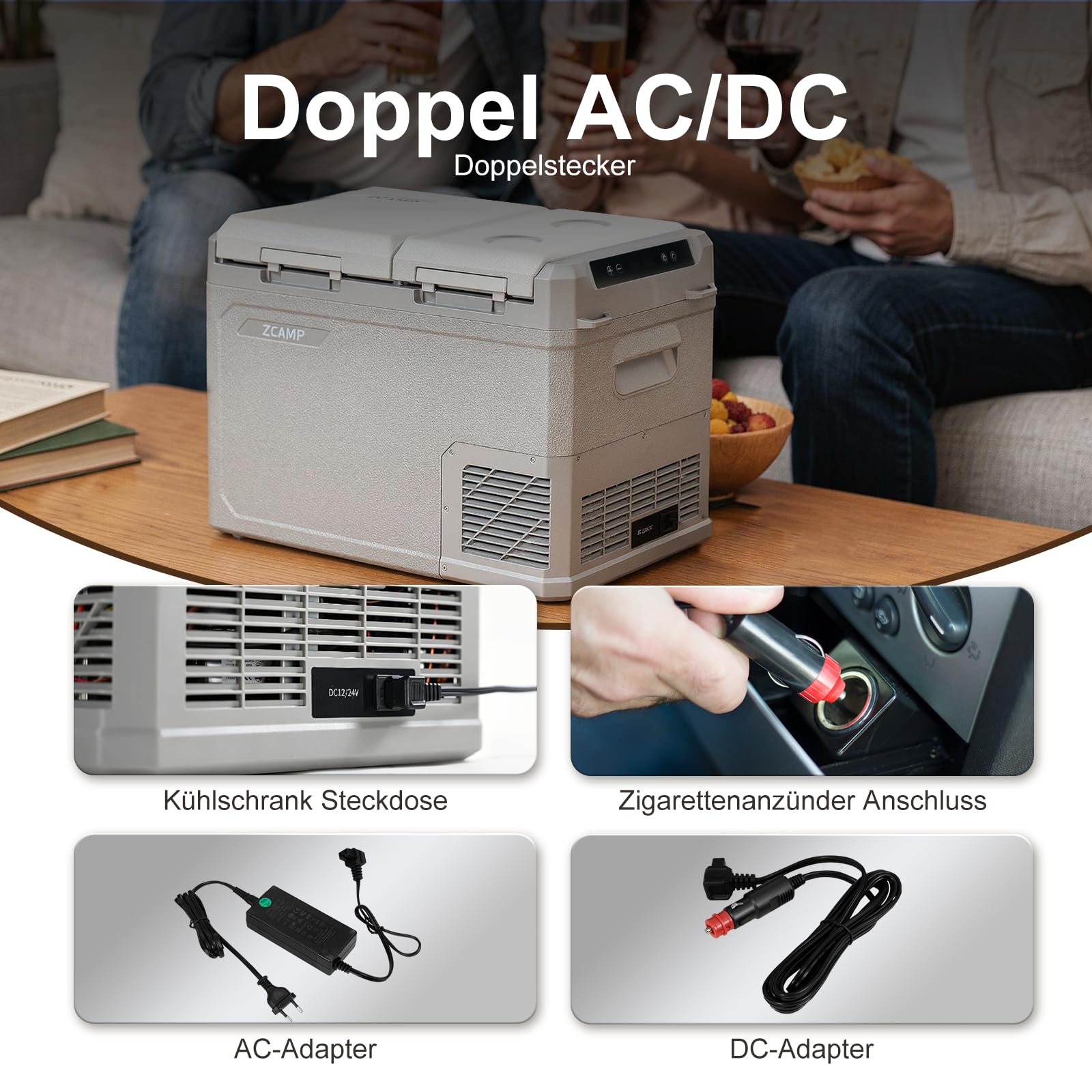 GES45 32L Kompressor Kühlbox Auto Elektrisch Dual Zone Tragbare Camping Gefrierbox 12/24V -20℃-20℃