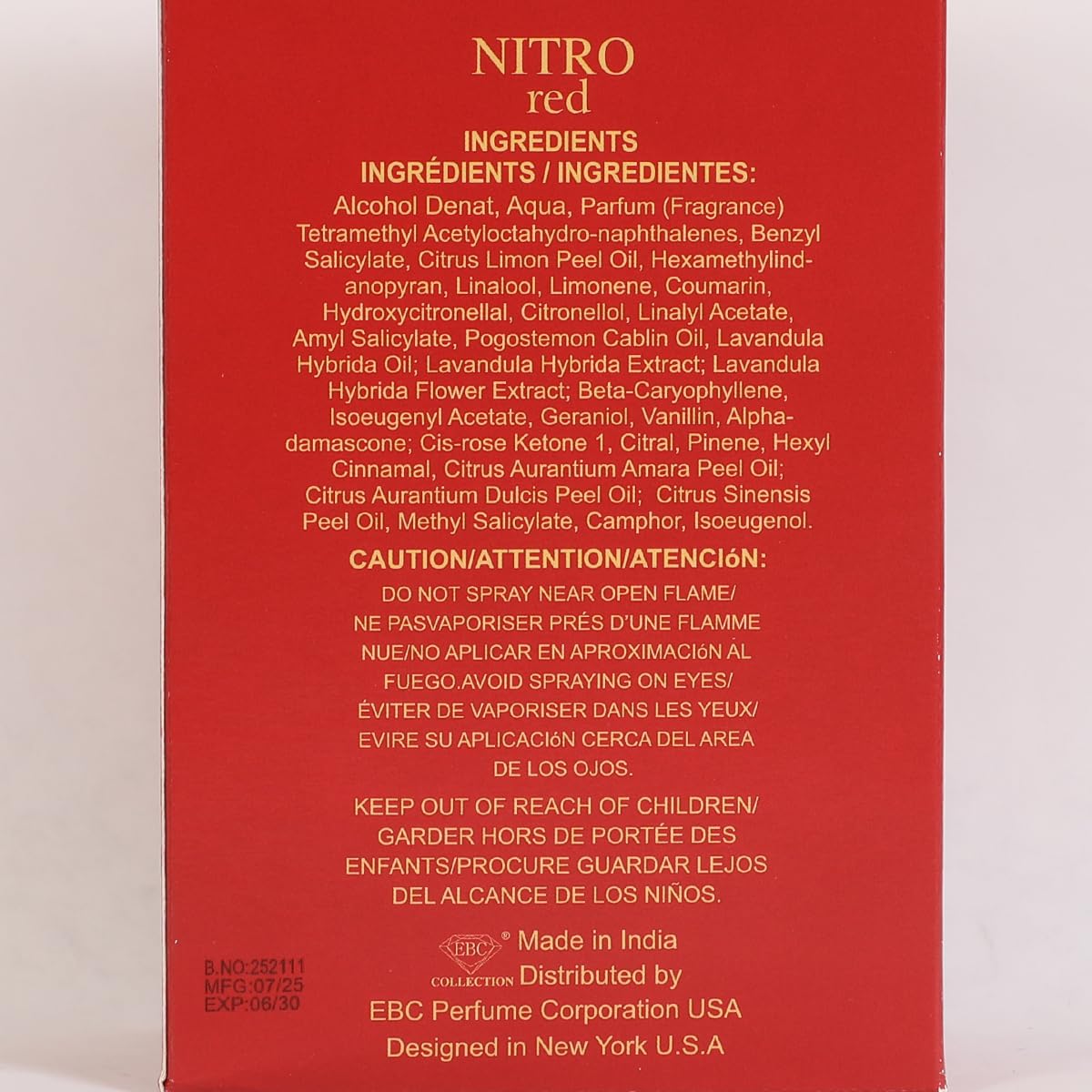 Nitro Red Eau de Parfum for Men Fresh Woody Spicy Masculine Scent 100ml / 3.4 fl.oz