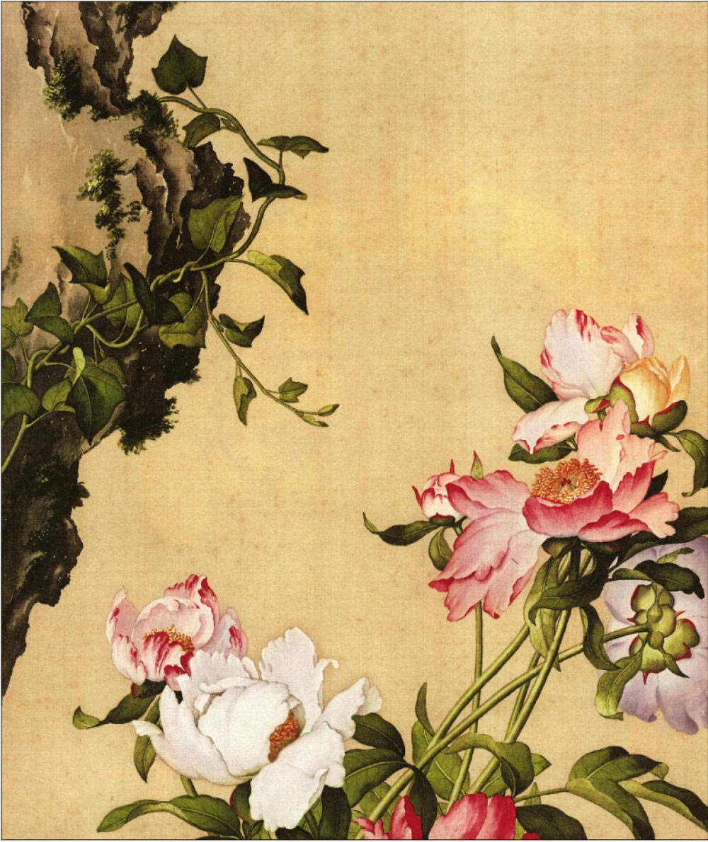 Amazon | LangShining水墨画鳥と花の絵春の水墨画シルク
