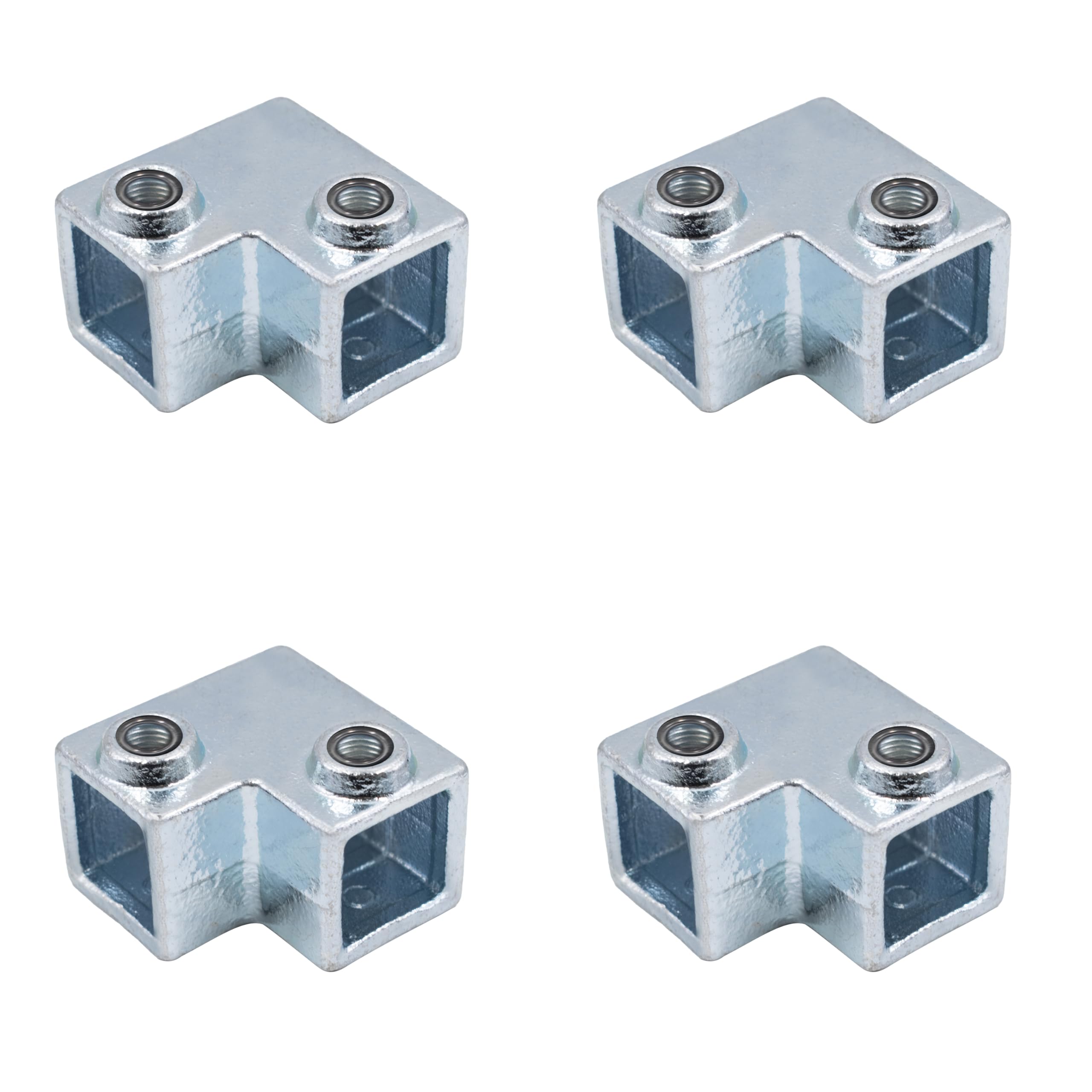 4er Set Gusseisen L förmige 90° Winkelklemmverbinder | 25 mm Quadratrohrverbinder, schwere Ausführung für Handläufe, Regale, Zäune, strukturelle Stabilisierung (L-Typ)