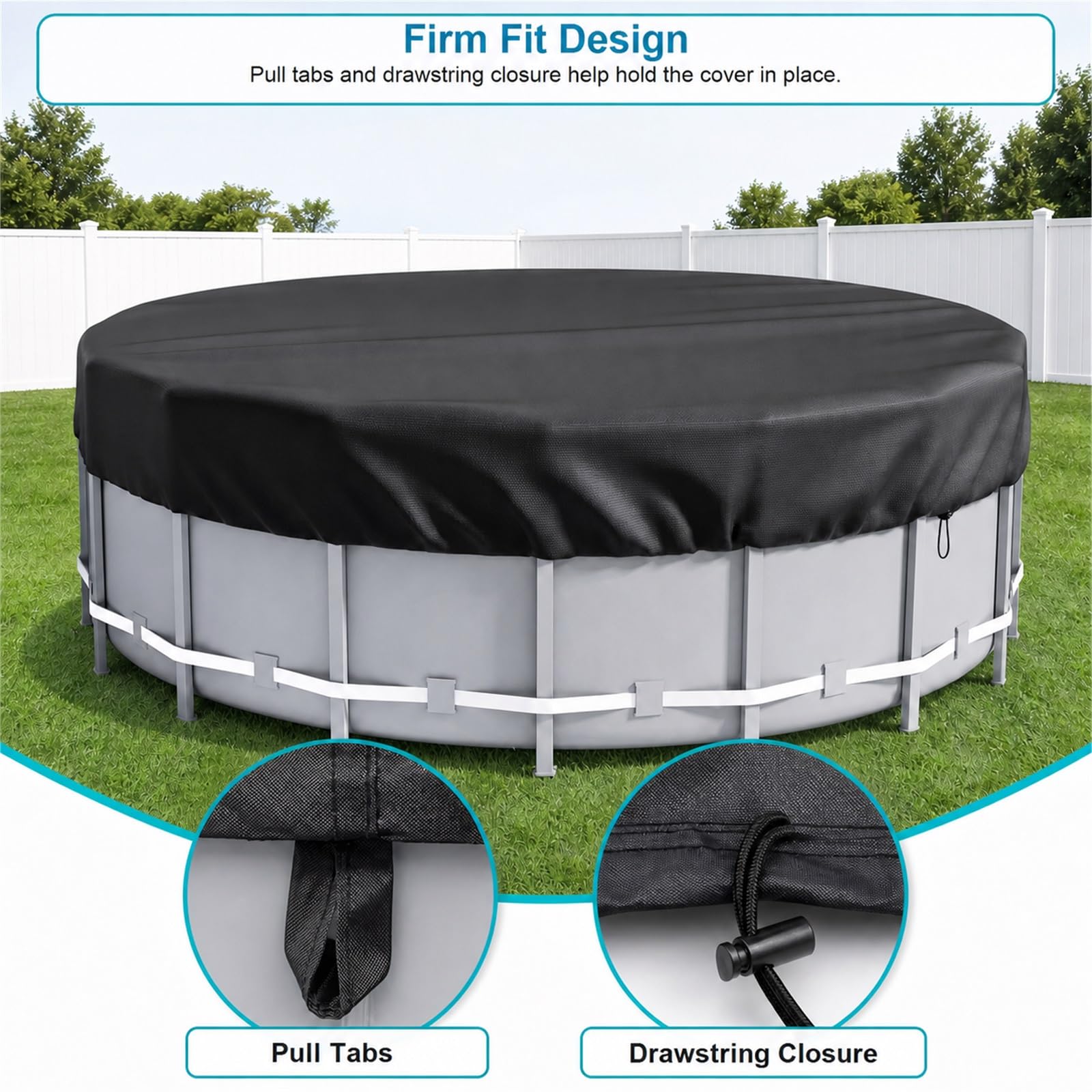 Copertura Piscina Telo di Protezione UV,Telo Piscina Pieghevole Impermeabile Antivento,Telone per Piscina Antipioggia Antipolvere,Facile da Installare,per Piscina Relax