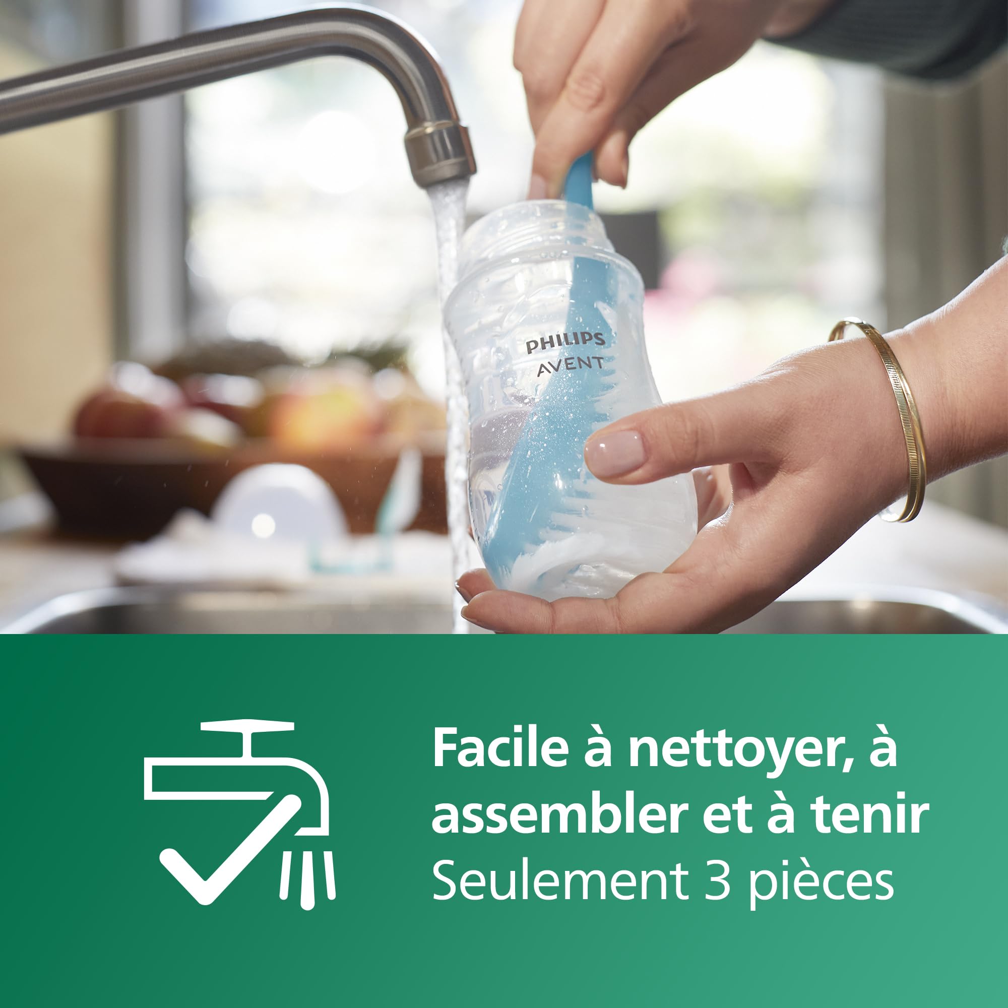 Philips Avent Natural Response - Biberon en verre 125 ml avec tétine à débit lent (Débit 2), SCY930/01
