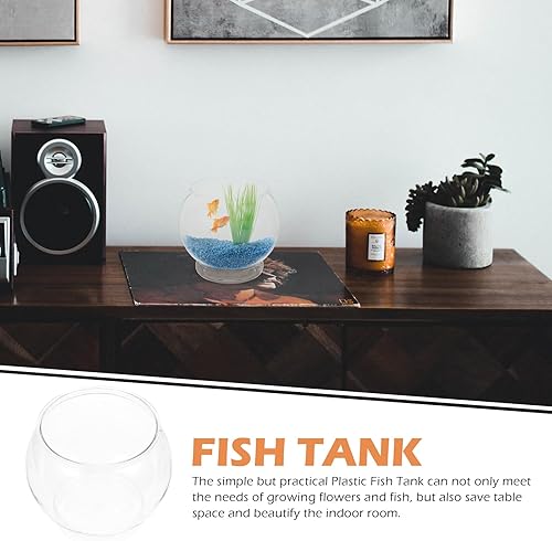 Vista 7 de POPETPOP Cuencos de peces de plástico redondos para acuario transparente Fish Keeper Fishbowl Jarrón olla para boda, fiesta, evento, Navidad