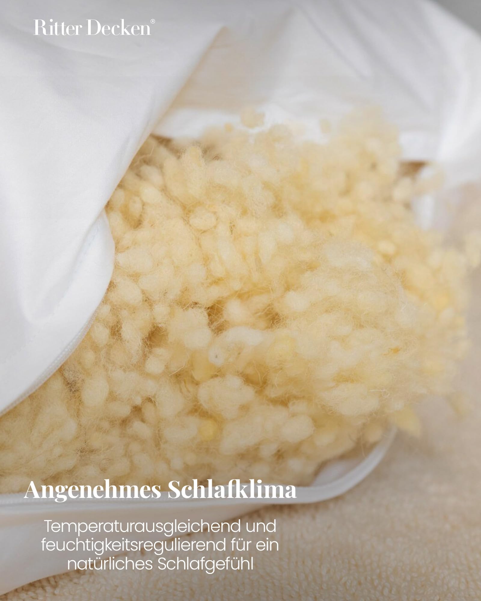 Ritter Decken Schurwollkügelchen kbT 1 kg - 100% Schurwolle Füllmaterial - hohe Bauschkraft - atmungsaktiv & nachhaltig - mulesingfrei - Made in France