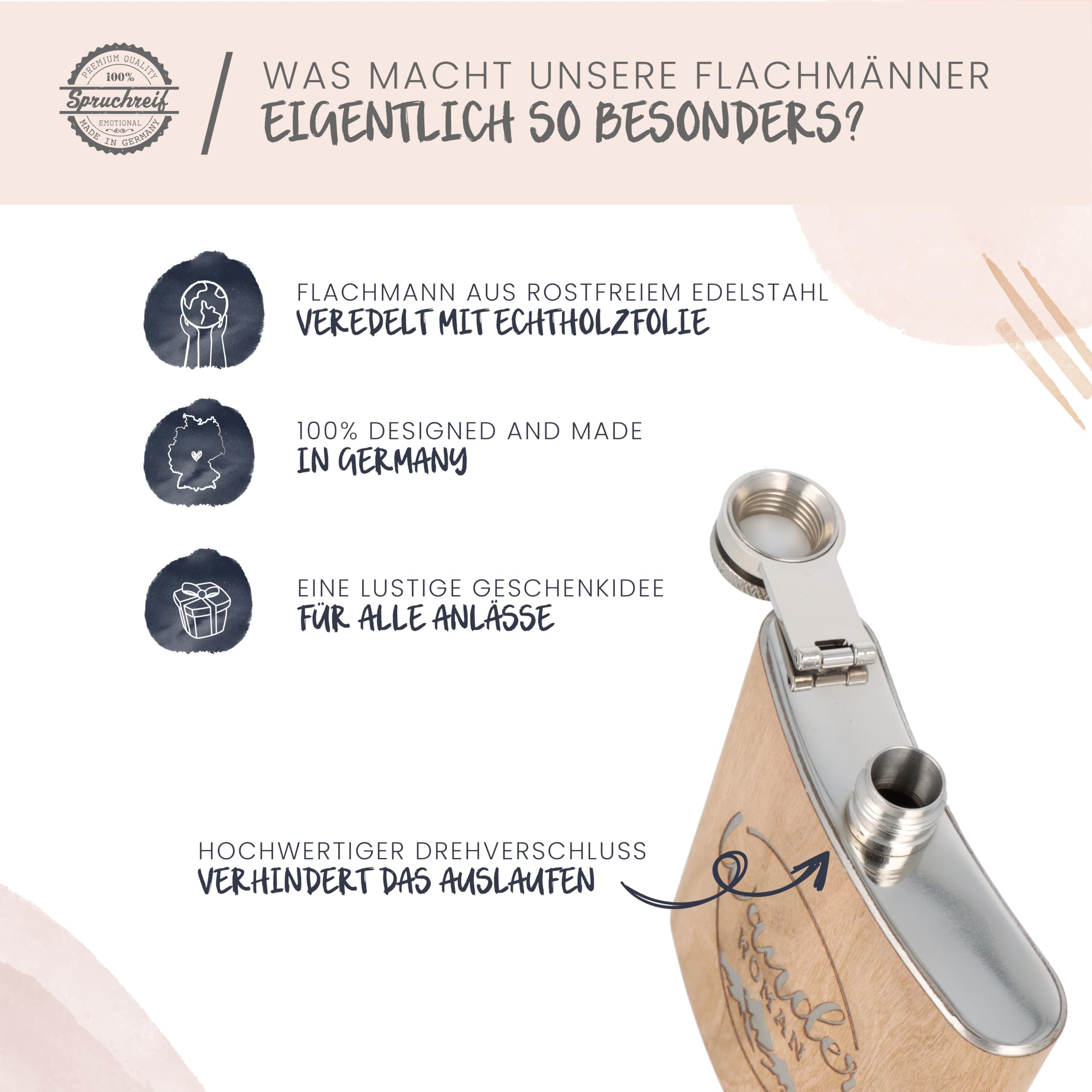 Spruchreif | Flachmann aus Edelstahl mit Gravur „Wander Woman“ | Originelle Geschenkidee für Frauen & Wanderinnen | Perfektes Outdoor-Geschenk