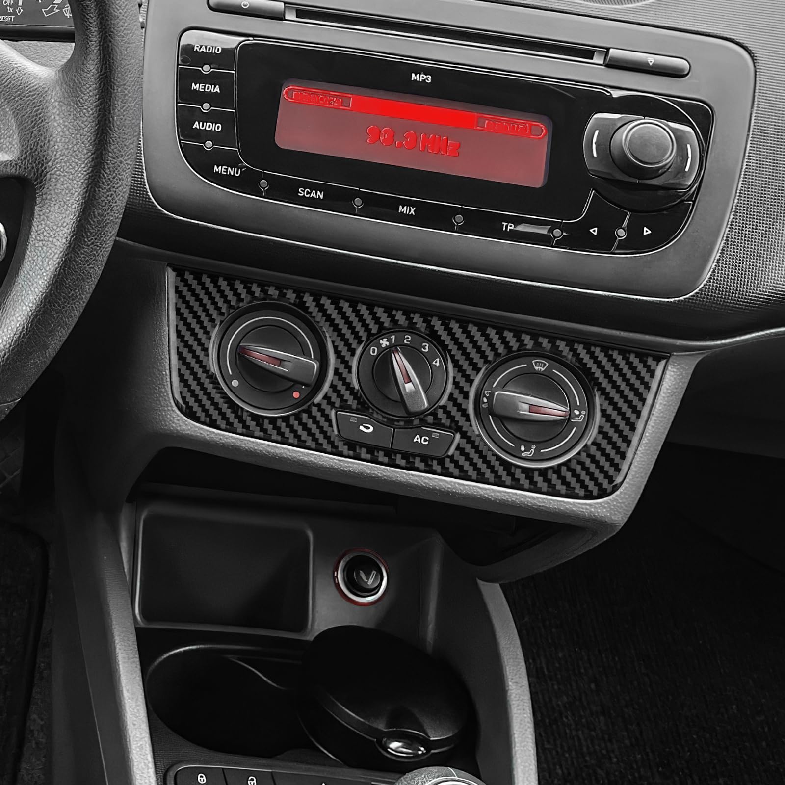 Cadre Intérieur Fibre De Carbone Pour Seat Ibiza 6J 2009-2014 - Autocollant Panneau De Commande AC, Stylé Et Protecteur