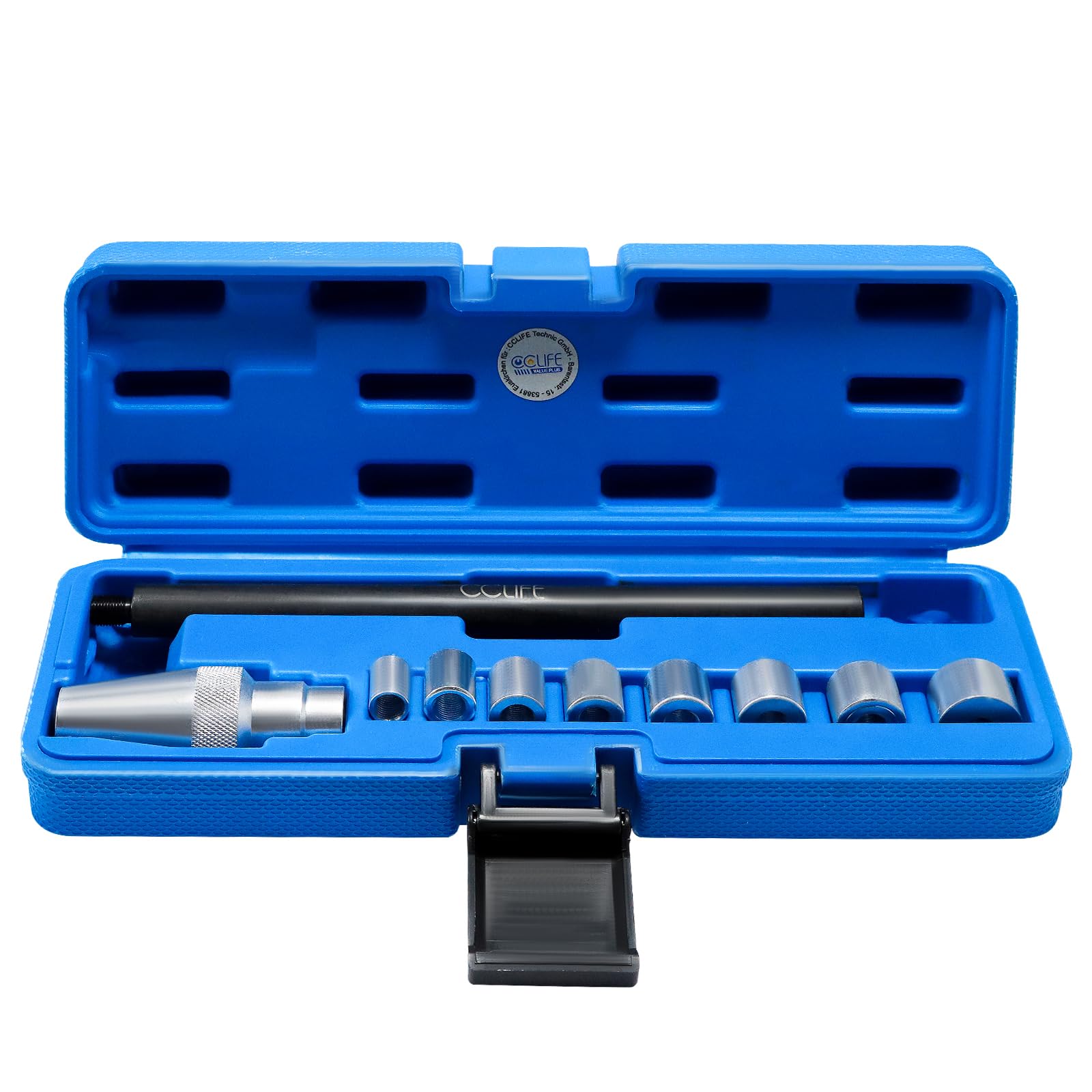 CCLIFE Kit Universale per Centraggio Frizione 10 pezzi per Assemblare Frizione e Foro Pilota Volano con 8 Boccole di Serraggio (11-25 mm) per Autovetture e Veicoli Commerciali Leggeri