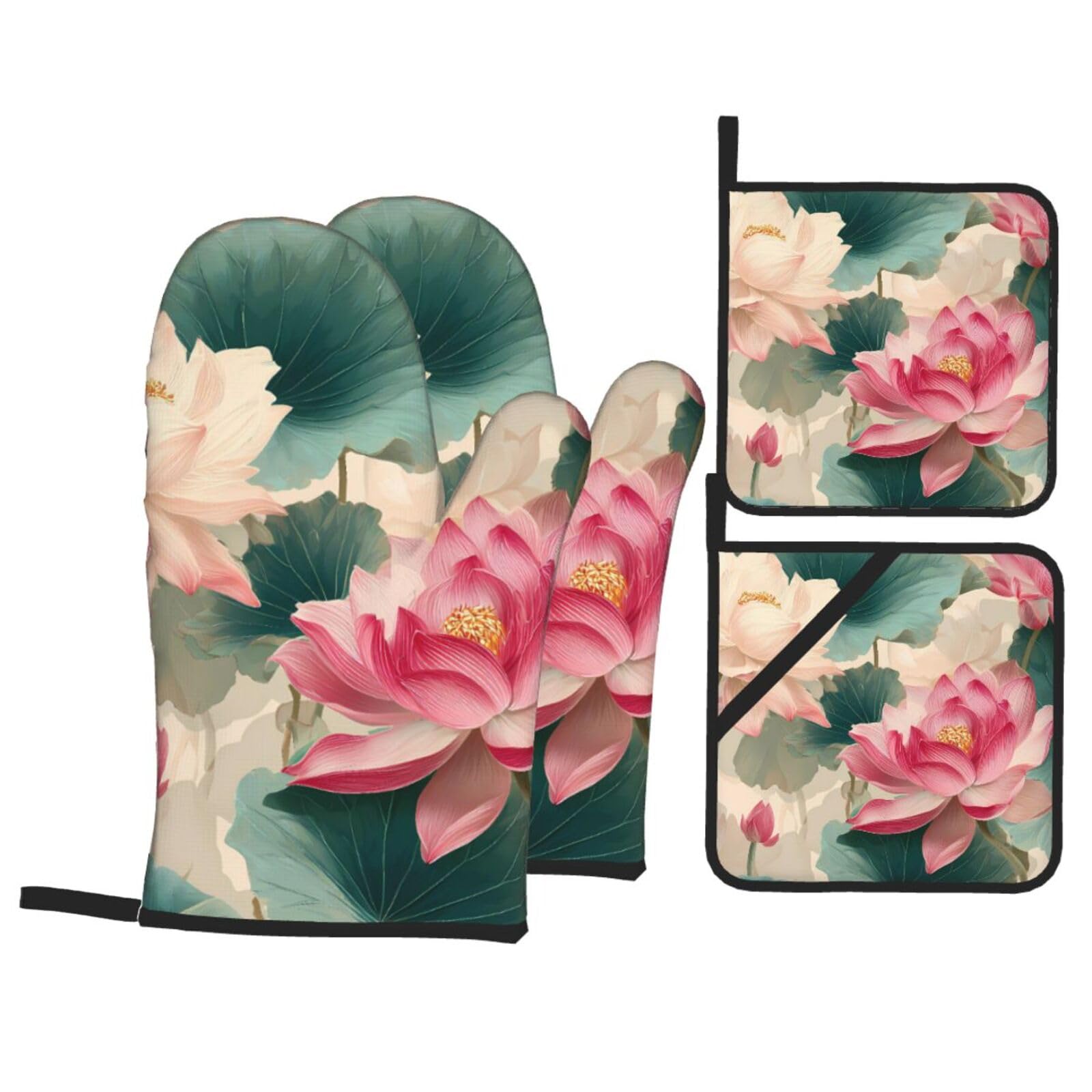 Maniques de cuisine fleurs de lotus roses très épais pour le four