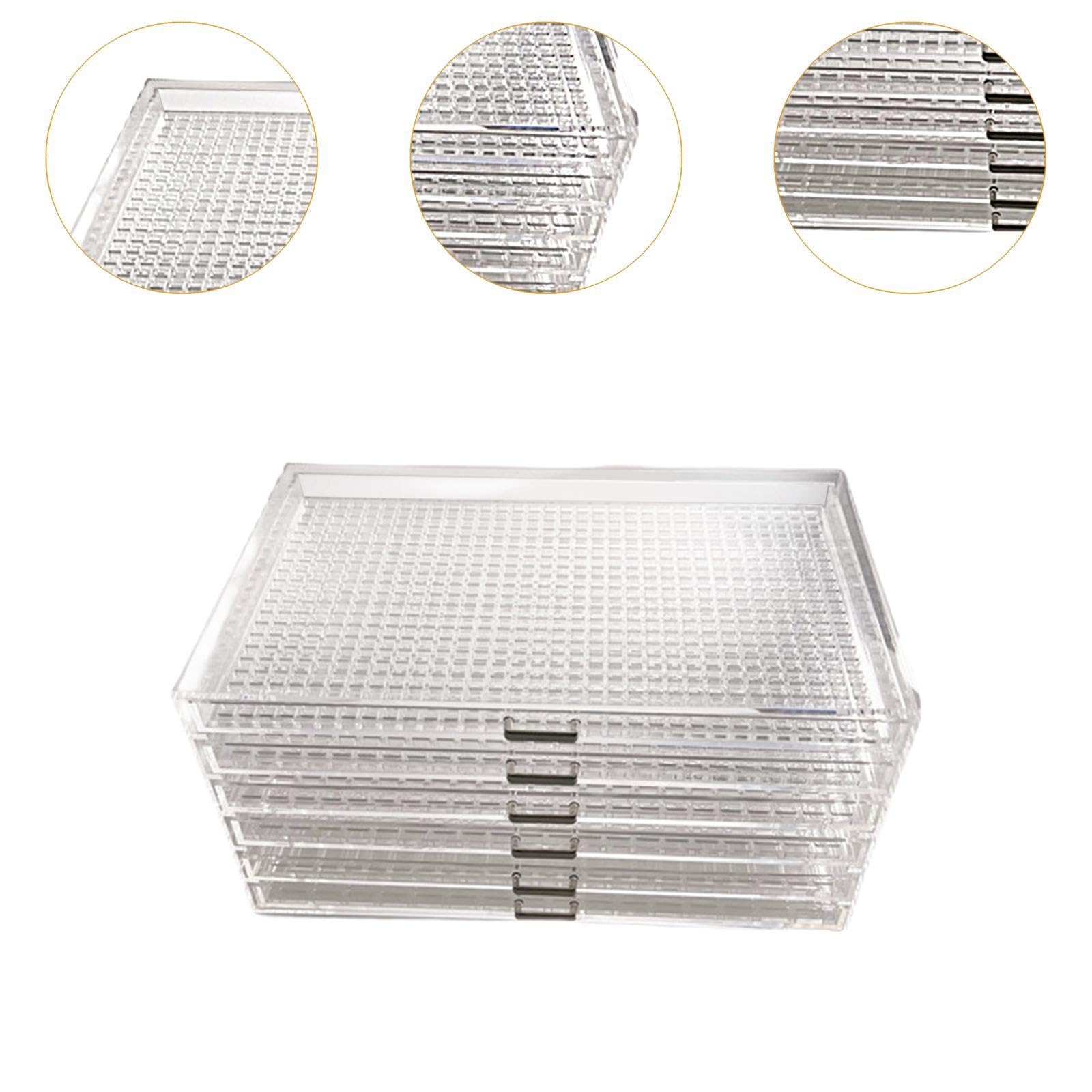 Organizador de Uñas Caja de Almacenamiento Transparente Acrílico Multiuso Cajón para Joyería Separador de Perlas Polvo a Prueba Adecuado para Escritor