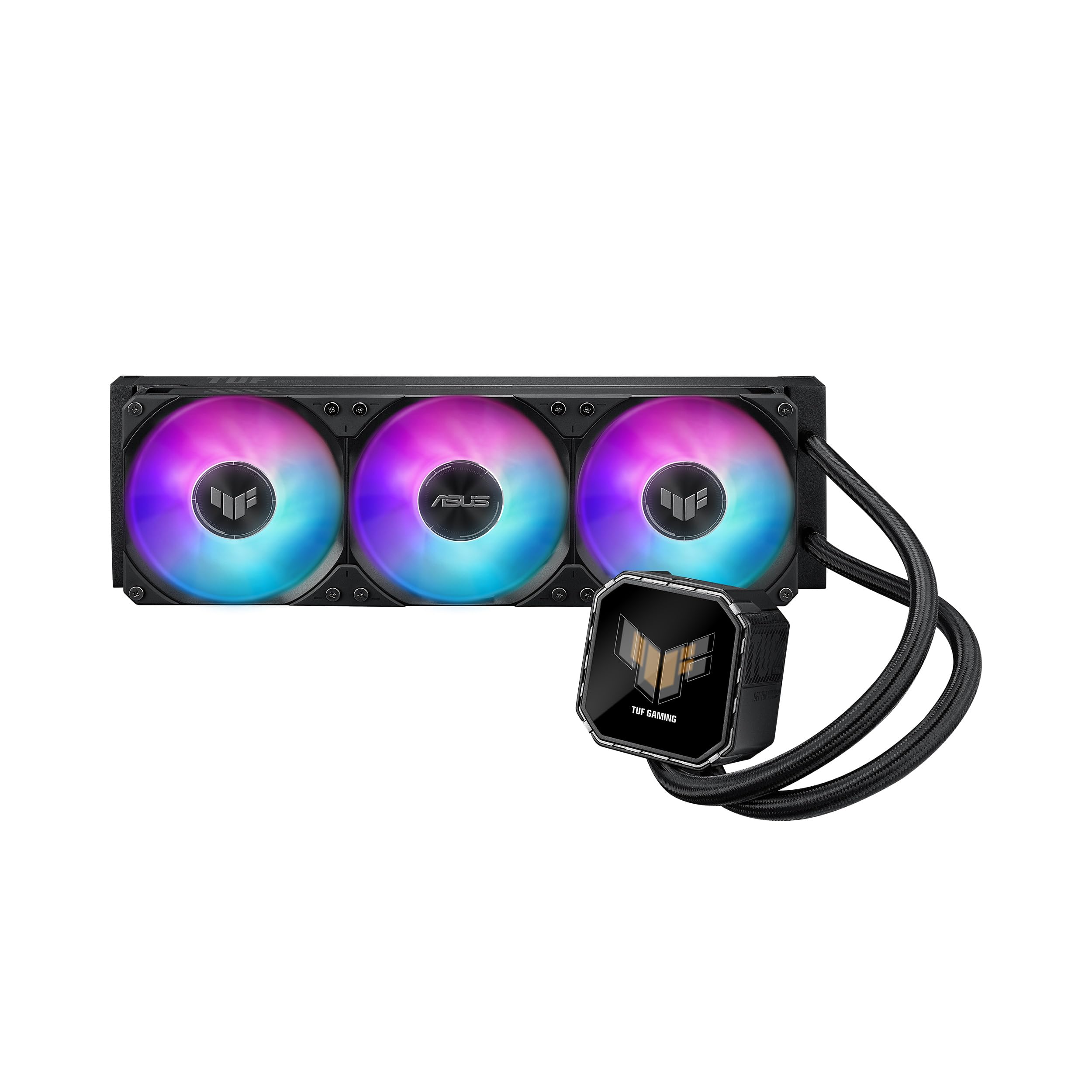 ASUS TUF Gaming LC III 360 ARGB LCD with pre-Installed & Integrated Triple Fans Designed for high Airflow and Static Pressure; 2.8" LCD for Hardware Monitoring, Custom GIFS and MP4 Video Clips