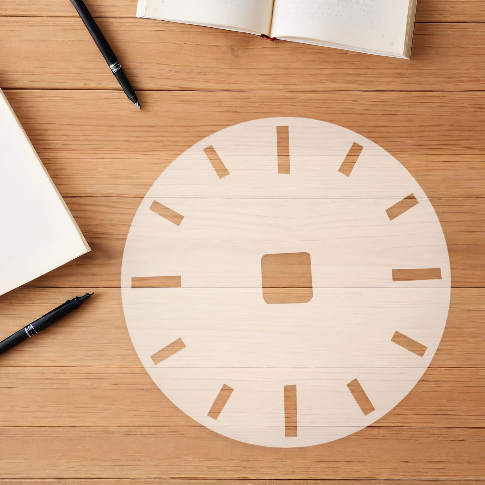Plantillas de Reloj Acrílicas 2 Piezas para Fresadora Plantilla de Incrustación Circular para Carpintería DIY de Números para Tablero de Reloj Herramienta de Dibujo y Decoración
