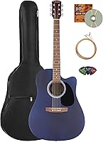Vista 18 de Fender FA-125CE Dreadnought Cutaway Guitarra Acústica-Eléctrica Negra - Paquete con Funda, Correa, Cuerdas, Púas y DVD Instructivo de Austin Bazaar