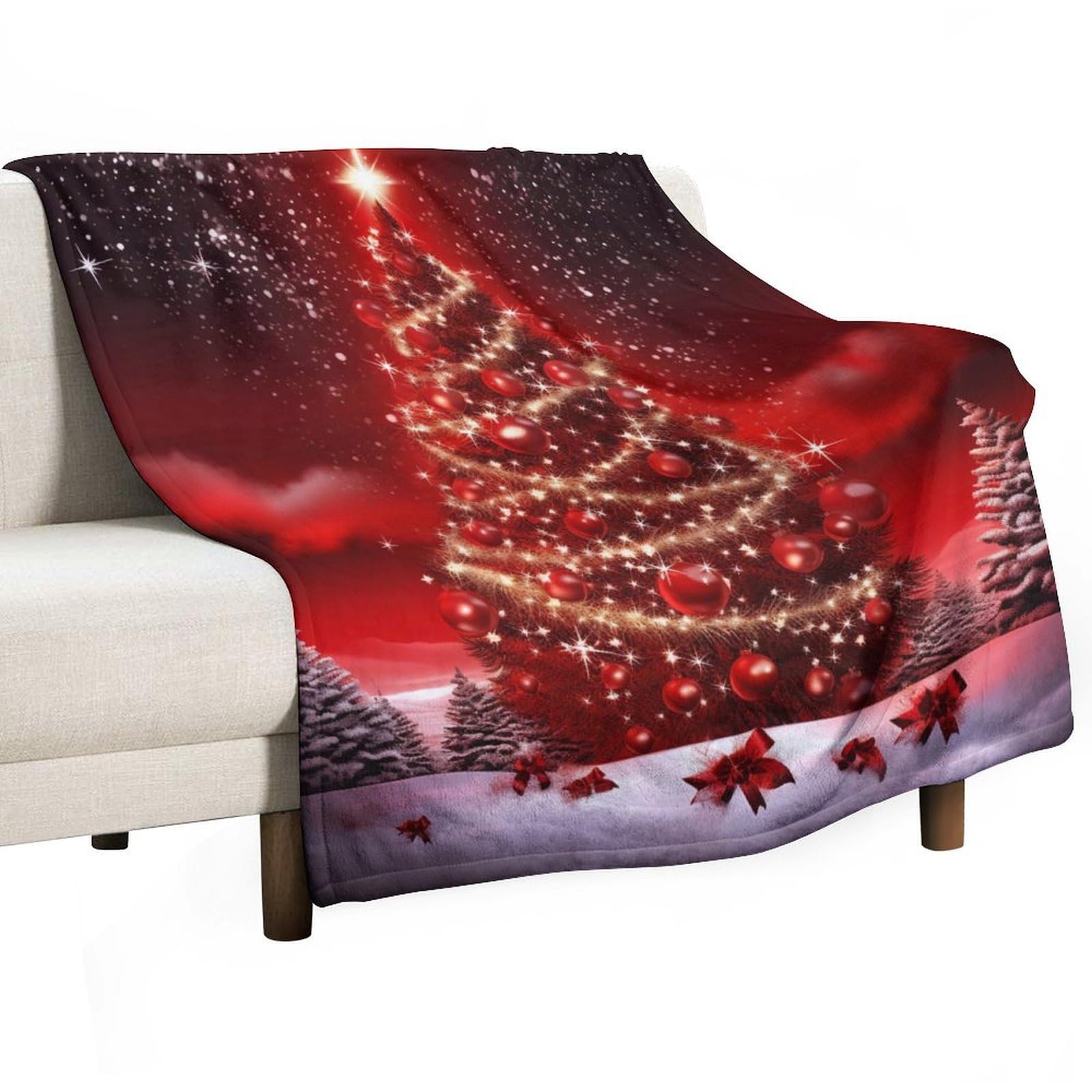 Couverture flanelle sapin de Noël rouge plaid canapé douce et confortable