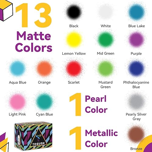 Miniatura 9 de Juego de pintura acrílica con aerógrafo, 28 colores, no tóxicas, a base de agua, 1.0 fl oz1.07 onzas para lienzo, vidrio, madera, mate, secado