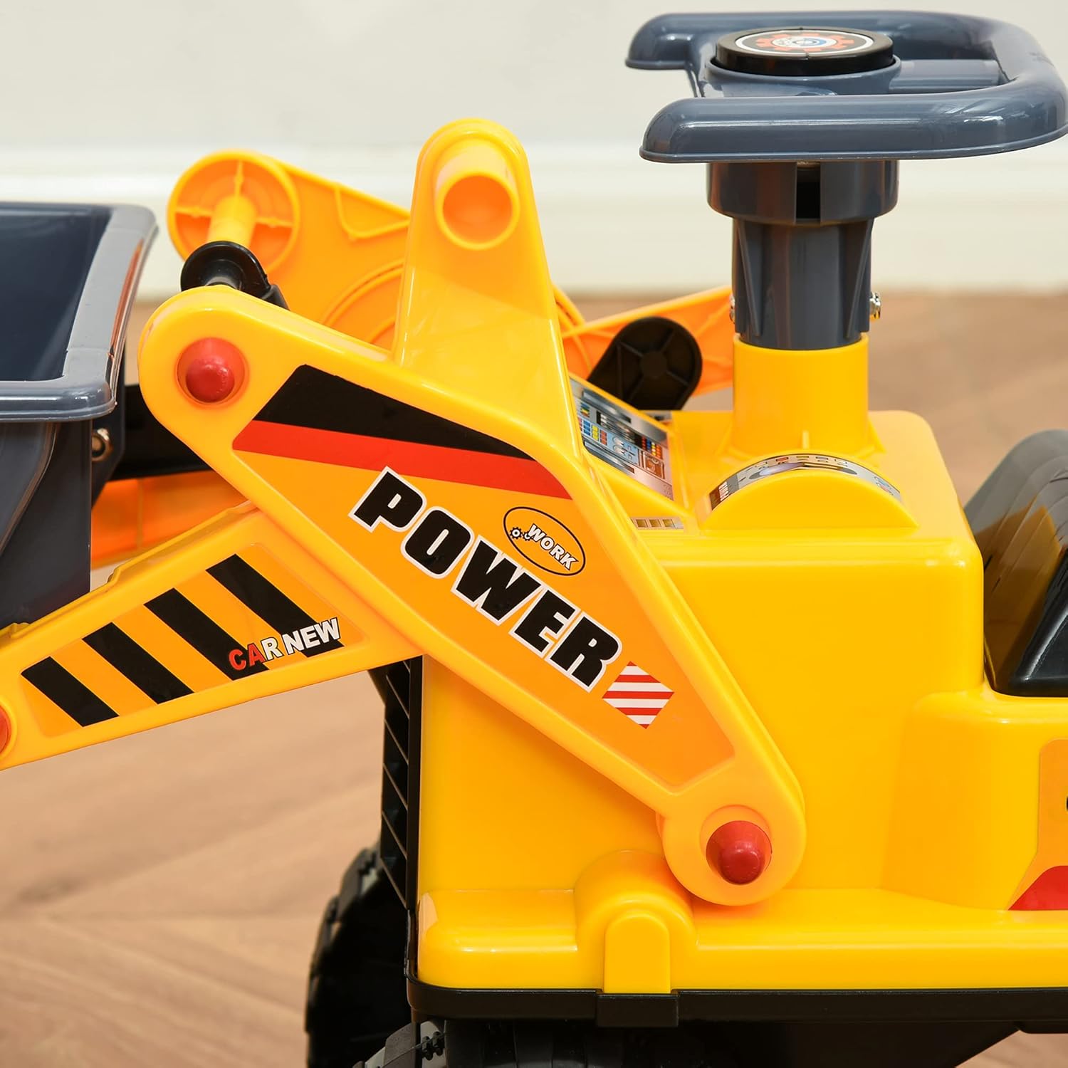 Yellow and Gray Kids Ride-On Bulldozer with Storage