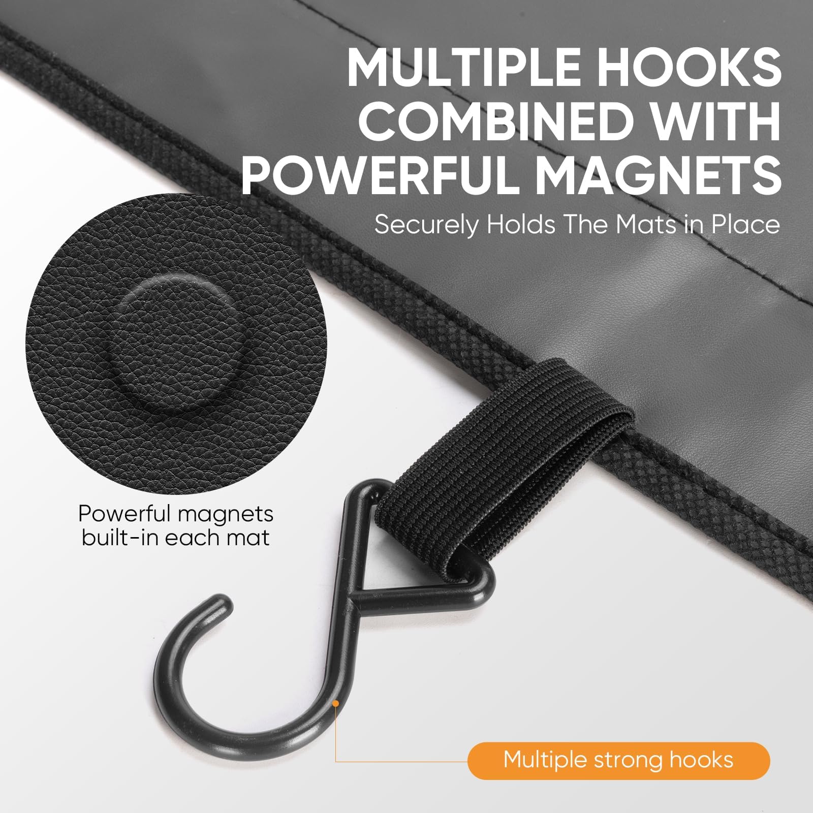 Fender Covers for Mechanics,3 Pcs Microfiber Leather Fender Protector Mats with Stronger Magnets & Hooks for Mechanics Sedans,Trucks and SUVs Gray M - 4