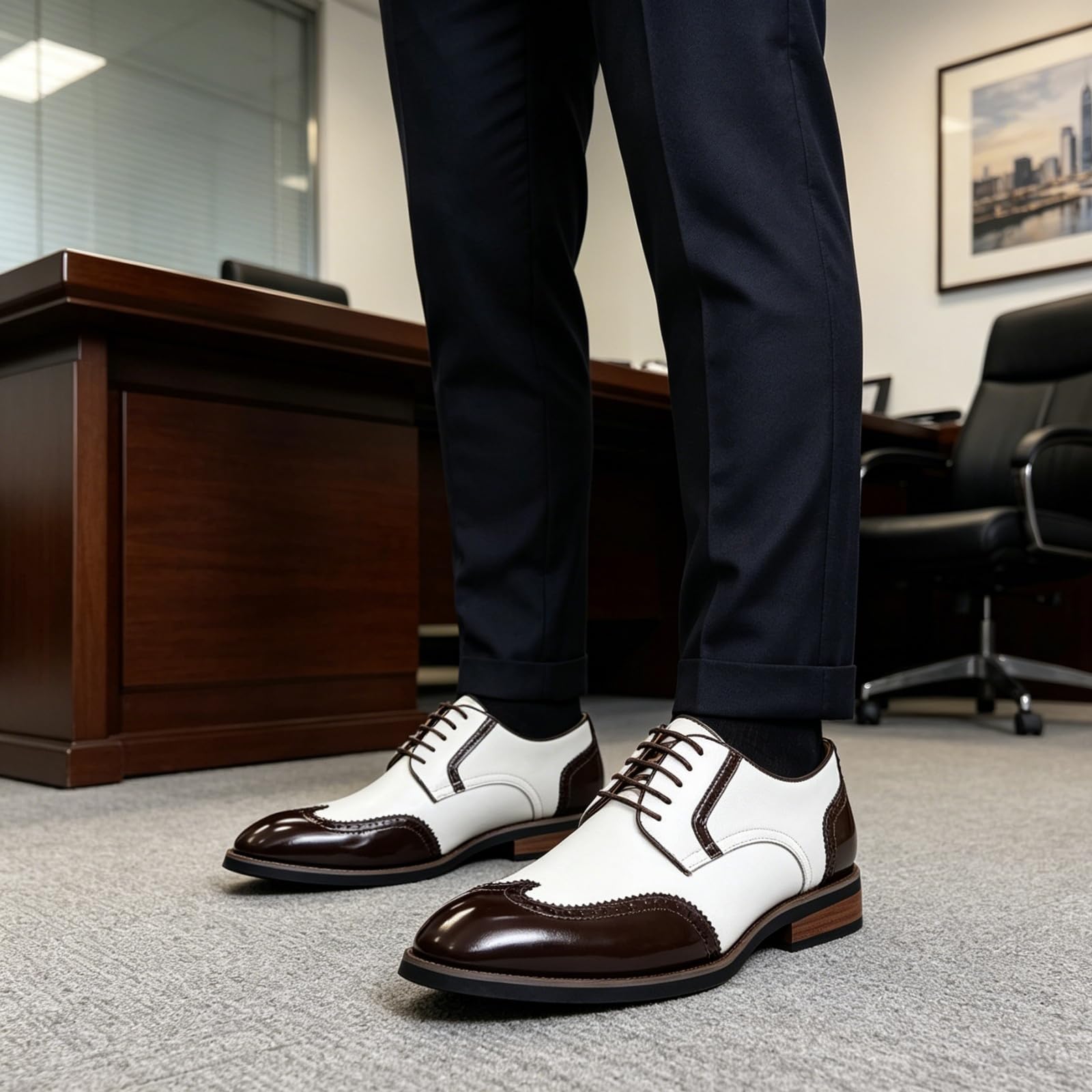 Scarpe Oxford da Uomo Scarpe Stringate Eleganti Brogue in Pelle A Punta Classiche per Ufficio E Matrimonio