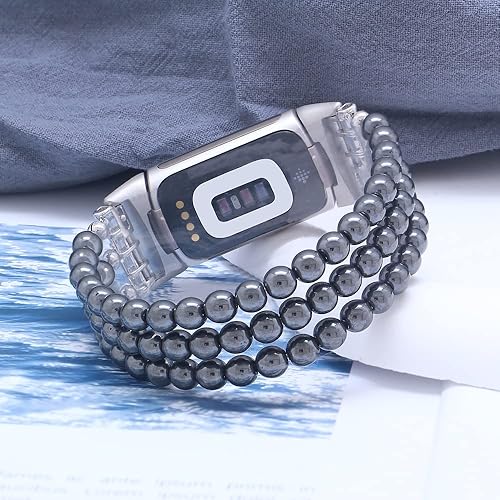 Miniatura 8 de C&L Accessories Compatible con Fitbit Charge 6 bandasFitbit Charge 5 bandas de piedras preciosas naturales hechas a mano ajustables pulseras de