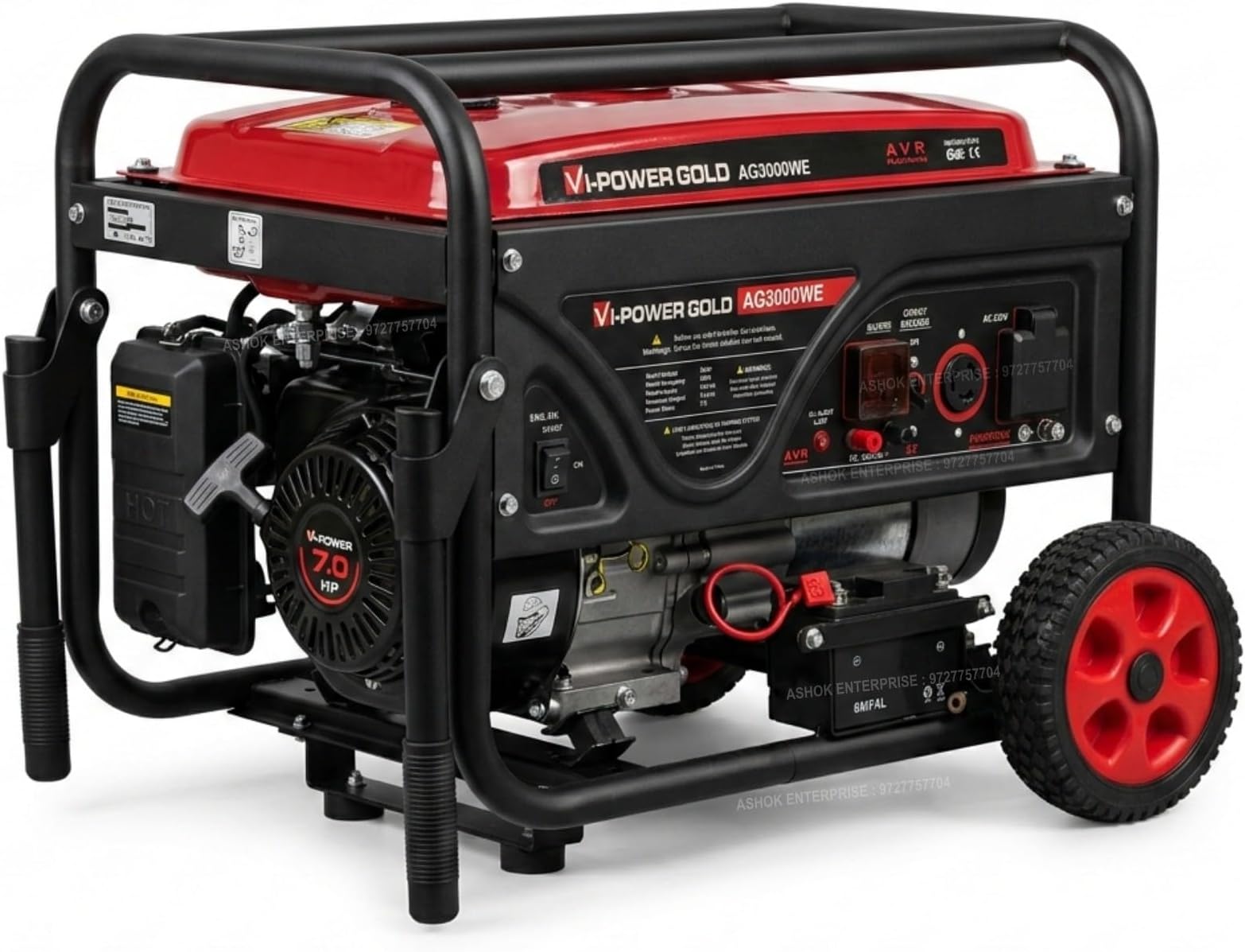 VI POWER GOLD 3 KVA SELF START GENERATOR FOR HOME AND OUTDOOR USE | 3 KW OR 3000 WATT GENSET | PORTABLE PETROL | 1 YEAR WARRANTY