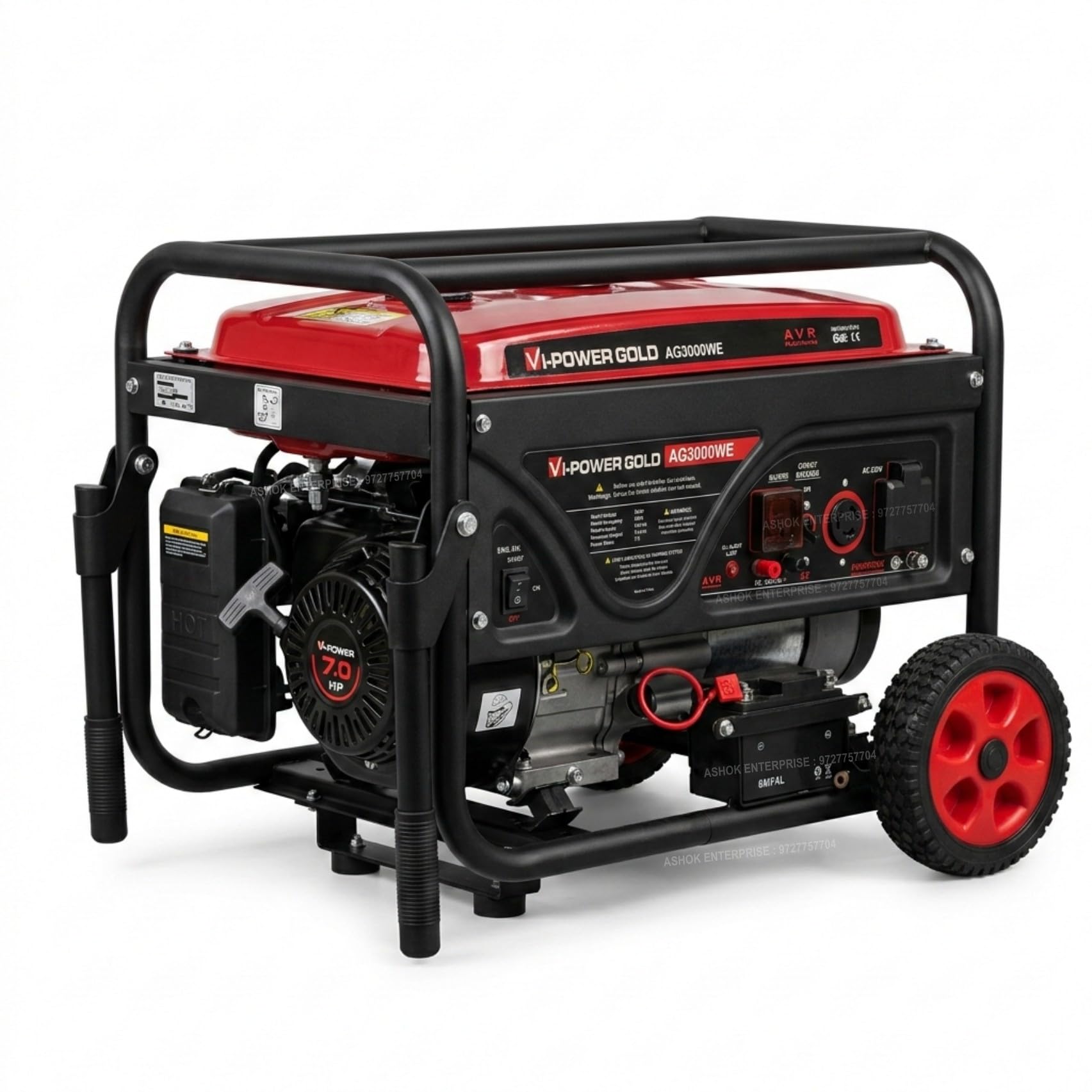 VI Power Gold 3 KVA Self Start Generator for Home and Outdoor Use | 3 KW or 3000 Watt | Portable Petrol | 1 Year Warranty