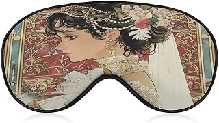 Soft Sleep Eye Mask with Adjustable Strap, Wedding Retro Style Print Sleep Aid Eye Mask Light Blocking Eye Mask for Travel & Relaxation